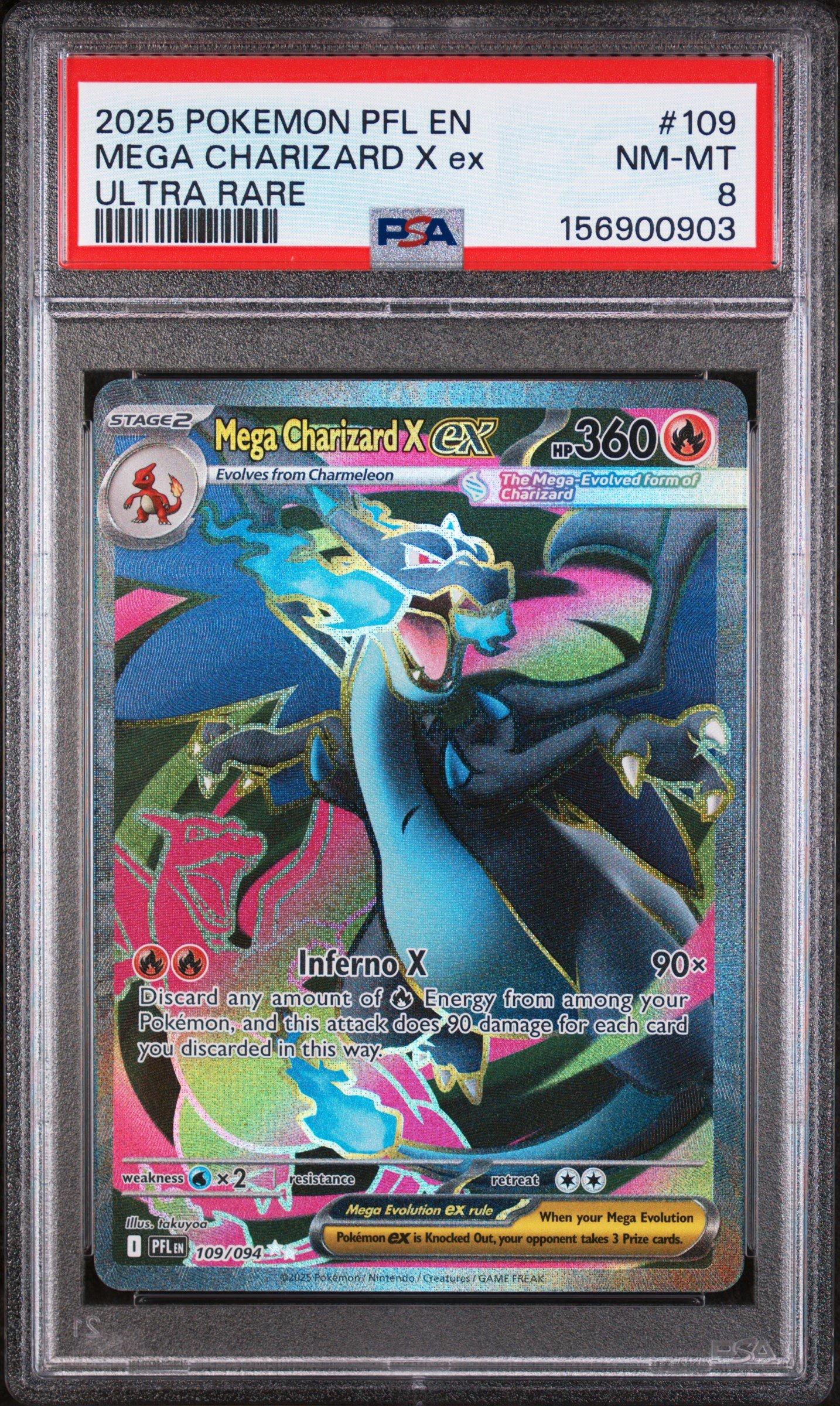 2025 Pokemon Pfl En-phantasmal Flames 109 Mega Charizard X Ex
