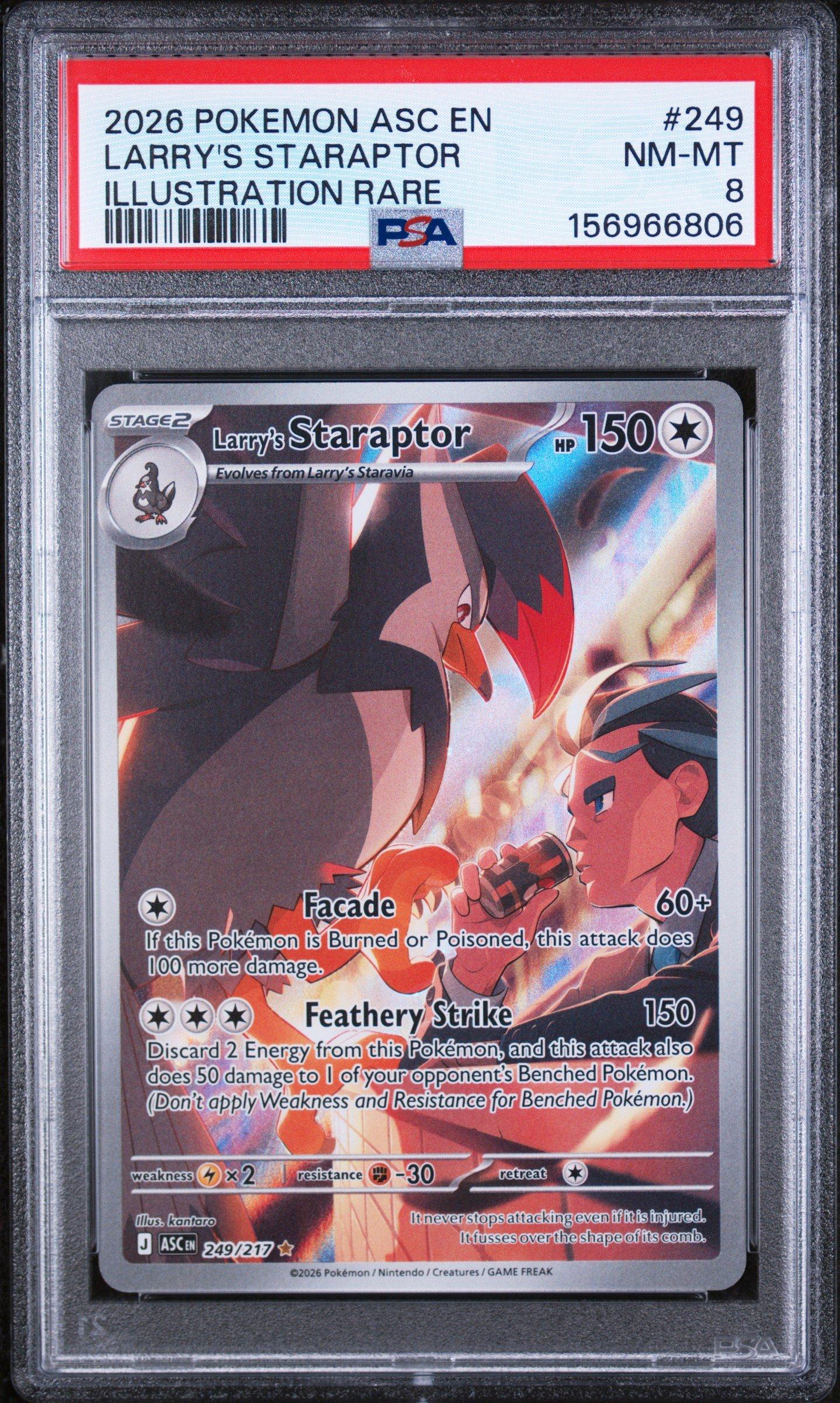 2026 Pokemon Asc En-Ascended Heroes 249 Larrys Staraptor Illustration Rare PSA 8