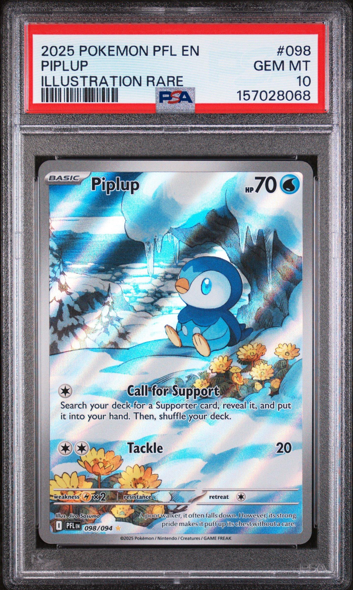 2025 Pokemon Pfl En-phantasmal Flames 098 Piplup Illustration Rare