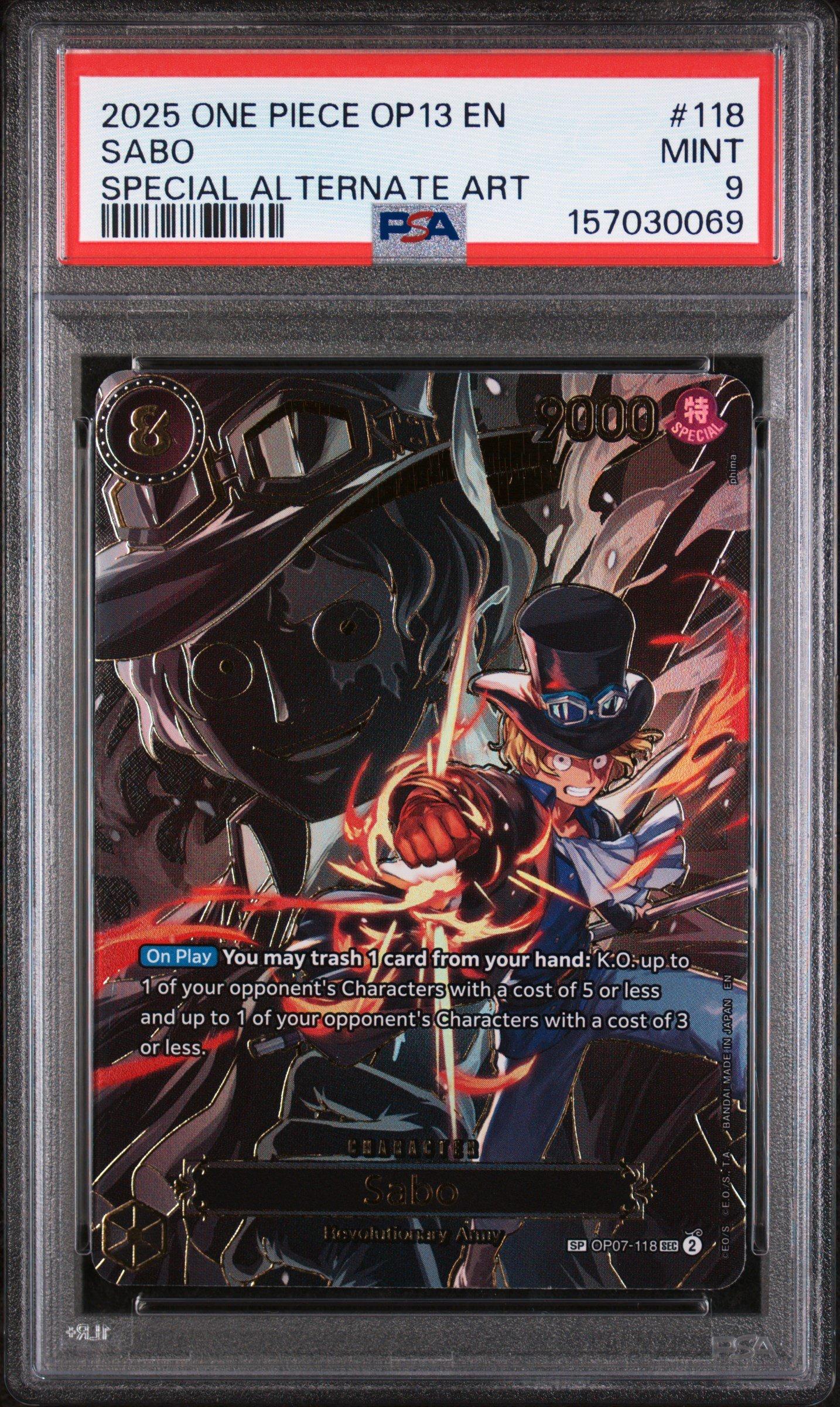 PSA9 サボ SP OP13-118 パラレル Sabo 2025 One Piece Op13-carrying On His Will 118 Sabo Special
