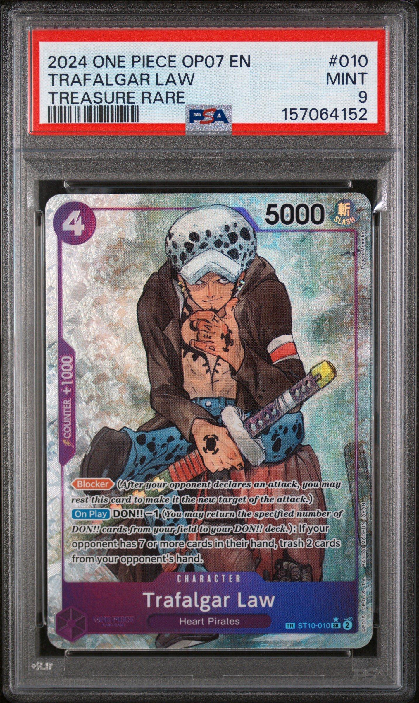 2024 One Piece Op07-500 Years In The Future 010 Trafalgar Law Treasure Rare  PSA 9 Graded Card | GameStop