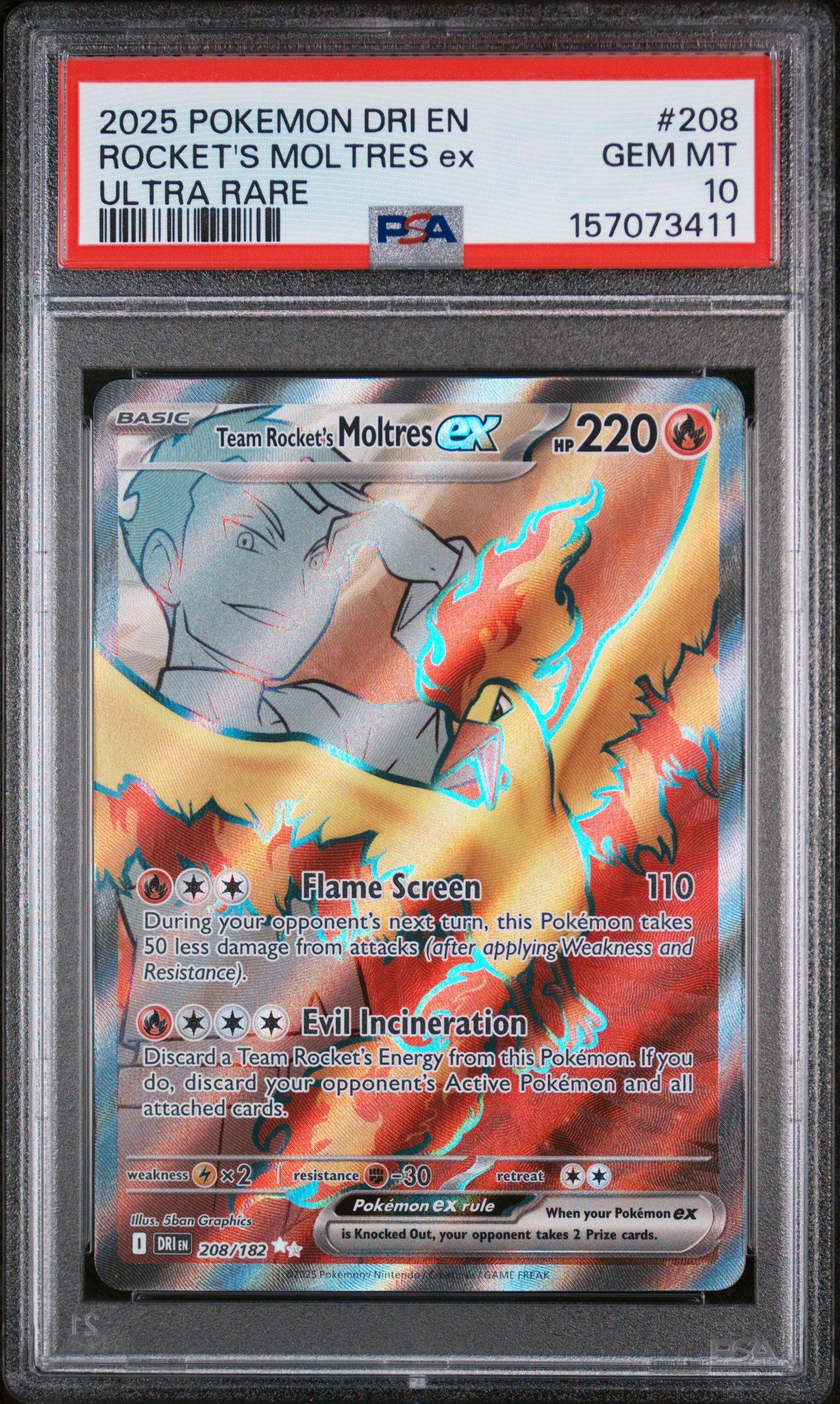 2025 Pokemon Dri En-destined Rivals 208 Team Rocket's Moltres Ex