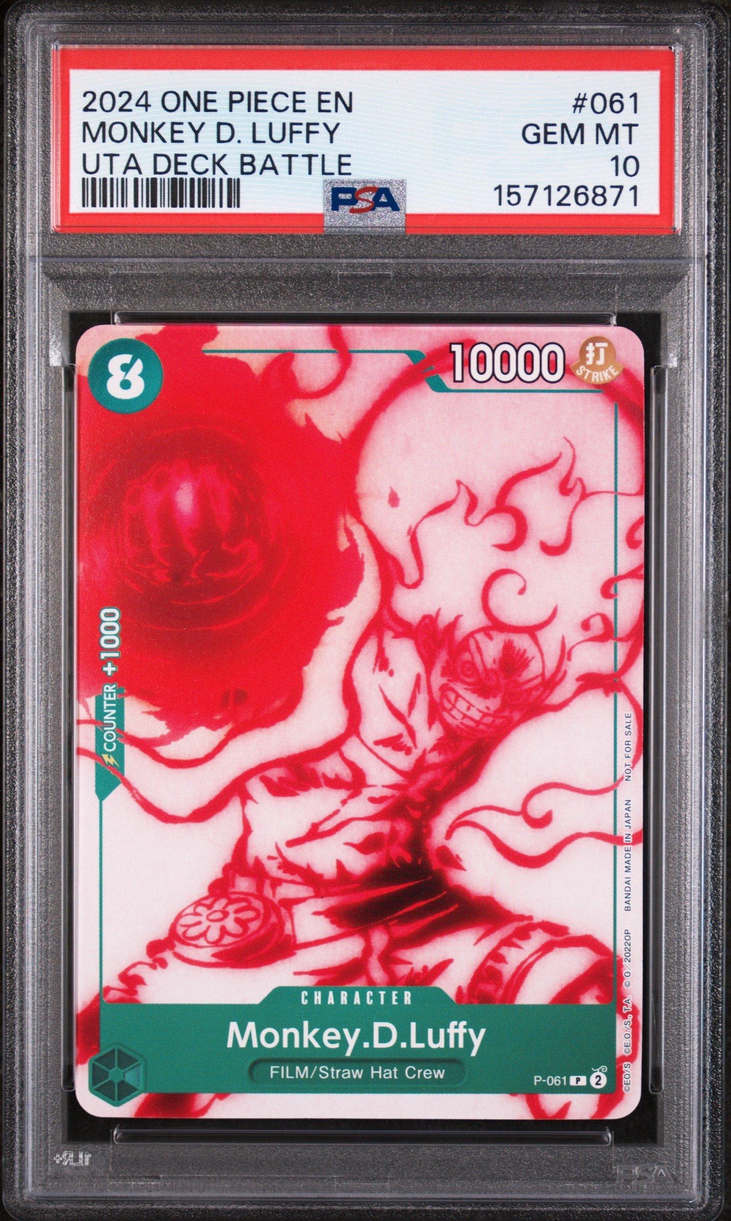 2024 One Piece Promos 061 Monkey D. Luffy Uta Deck Battle PSA 10