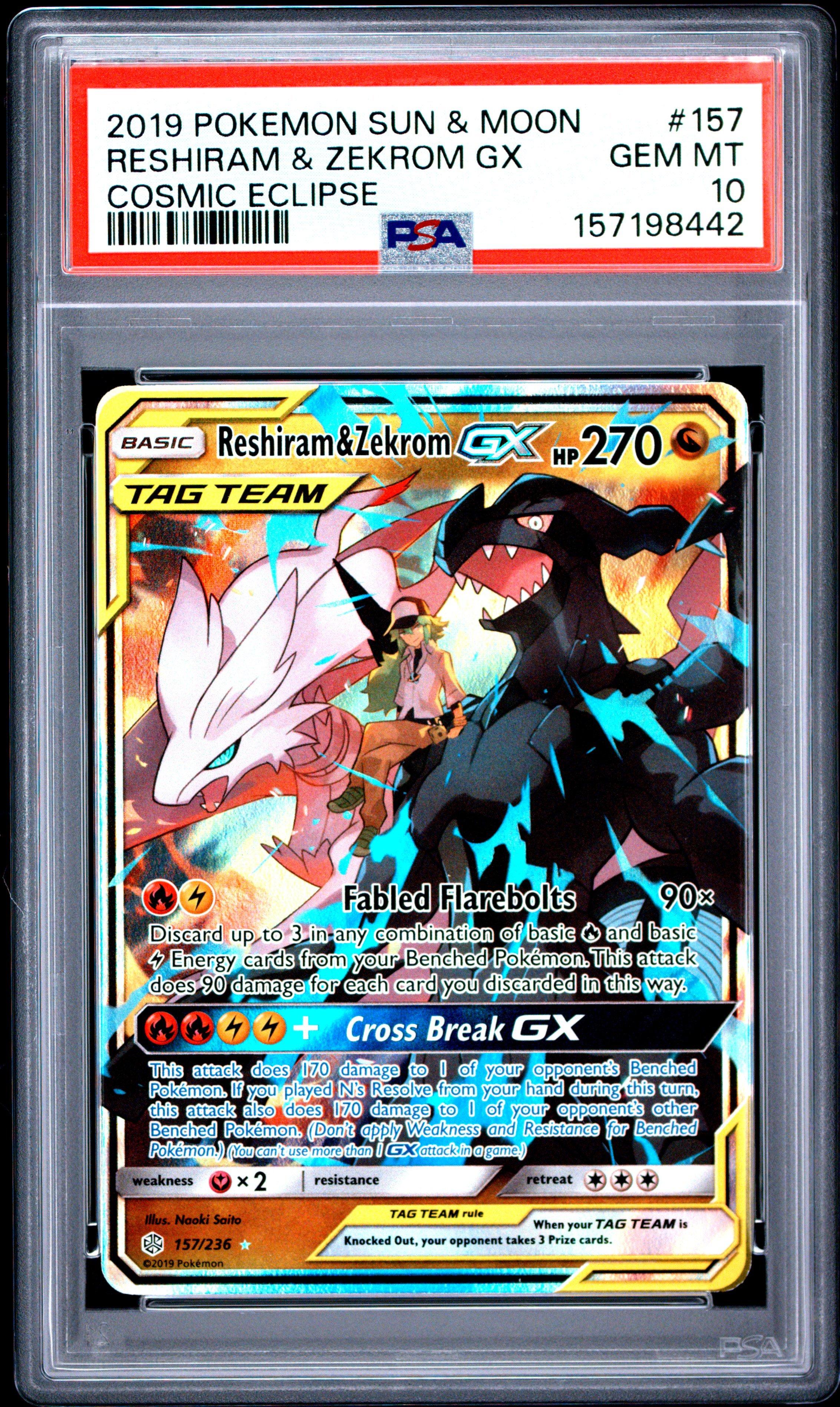 2019 Pokemon Sun & Moon Cosmic Eclipse 157 Reshiram & Zekrom Gx