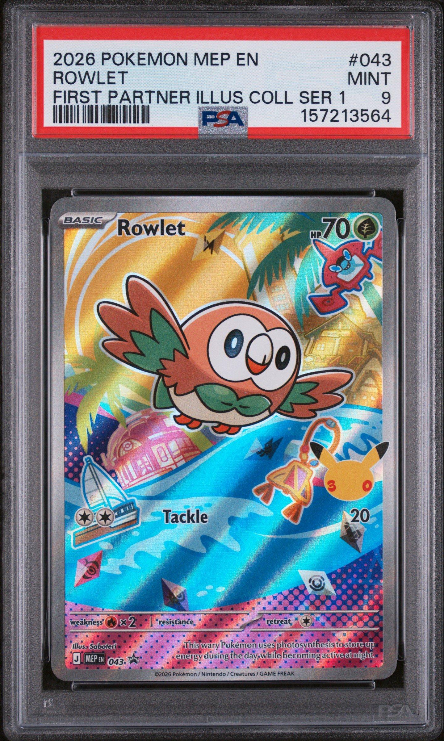 pokemon rowlet card value (2/15) [McDonald's Promos: Match Battle] [Colorless][Colorless][Colorless] Wind Shard This attack does 60 damage to 1 of your opponents Benched Pokemon Rowlet 013 - Reverse Holofoil