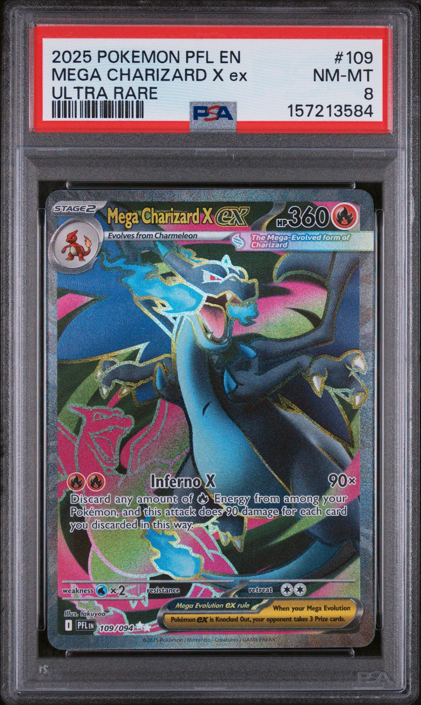 2025 Pokemon Pfl En-phantasmal Flames 109 Mega Charizard X Ex