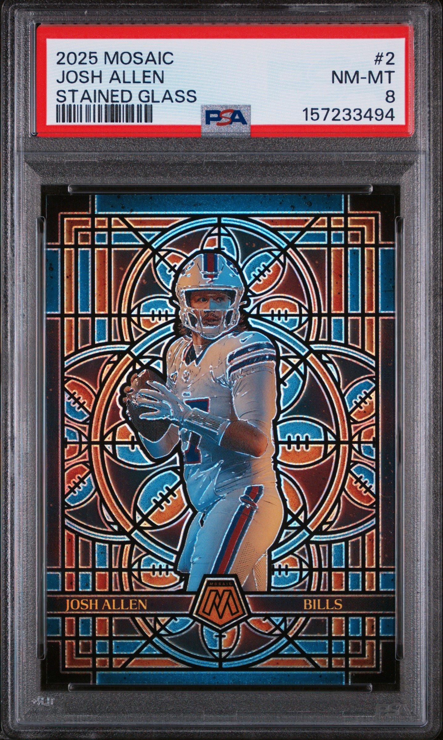 2025 Panini Mosaic Stained Glass 2 Josh Allen PSA 8 Graded Card