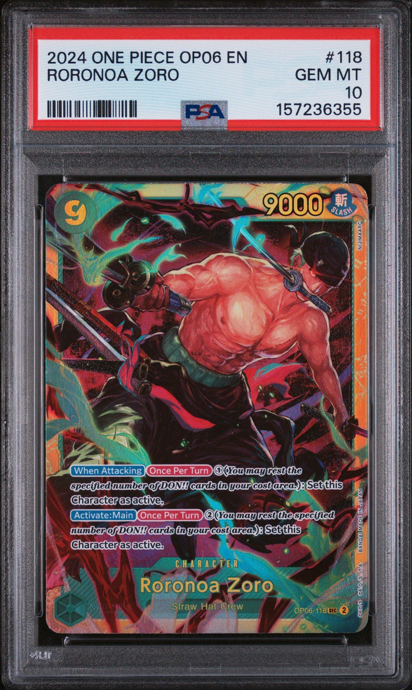 2024 One Piece Op06-wings Of The Captain 118 Roronoa Zoro PSA 10