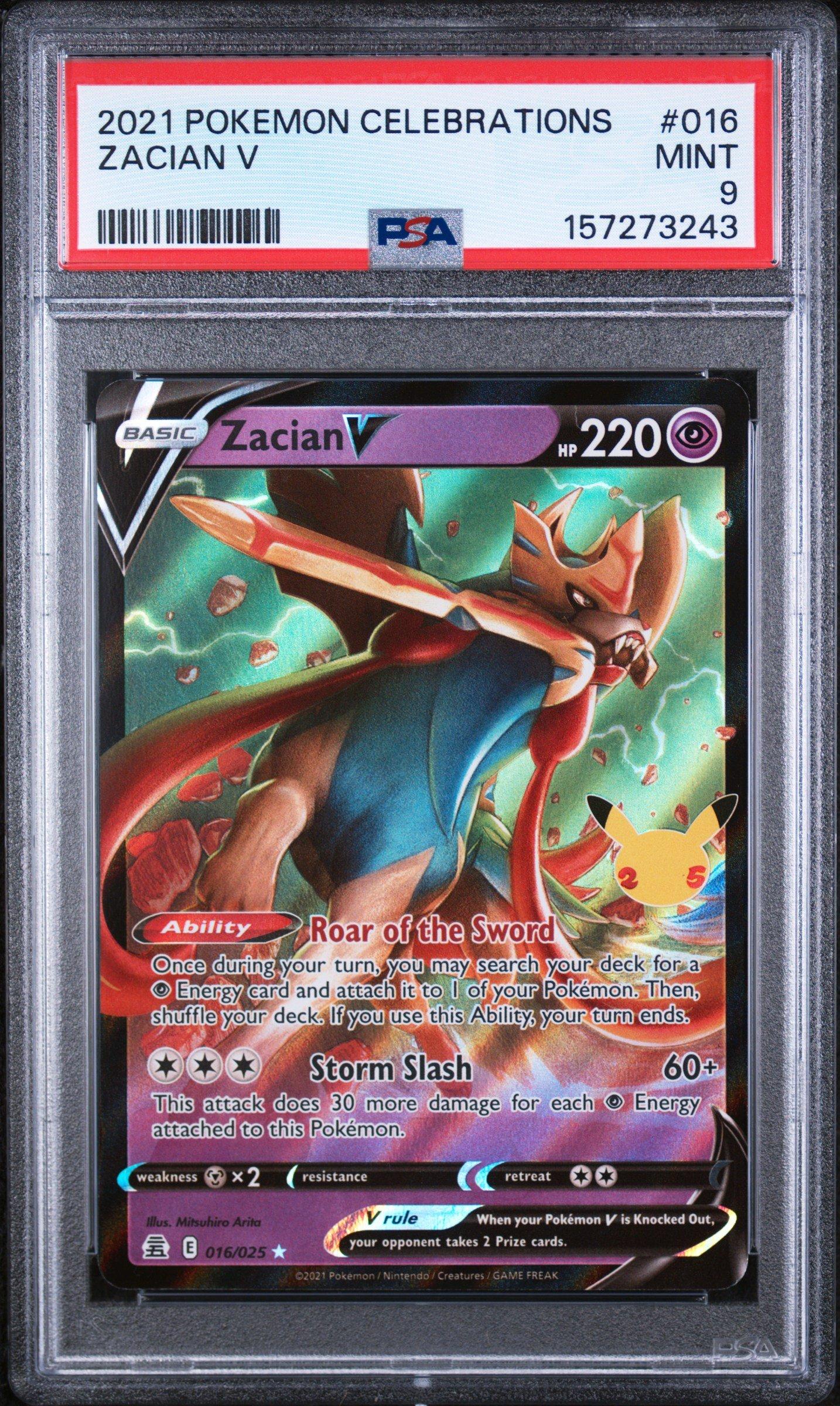 2021 Pokemon Celebrations 016 Zacian V PSA 9 Graded Card | GameStop