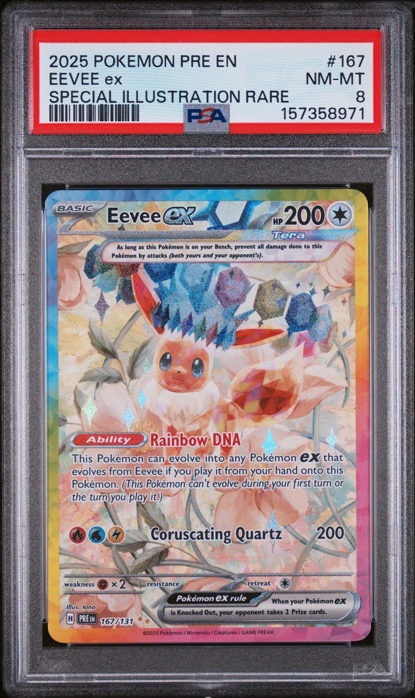 2025 Pokemon Pre En-prismatic Evolutions 167 Eevee Ex Special Illustration  Rare PSA 8 Graded Card | GameStop