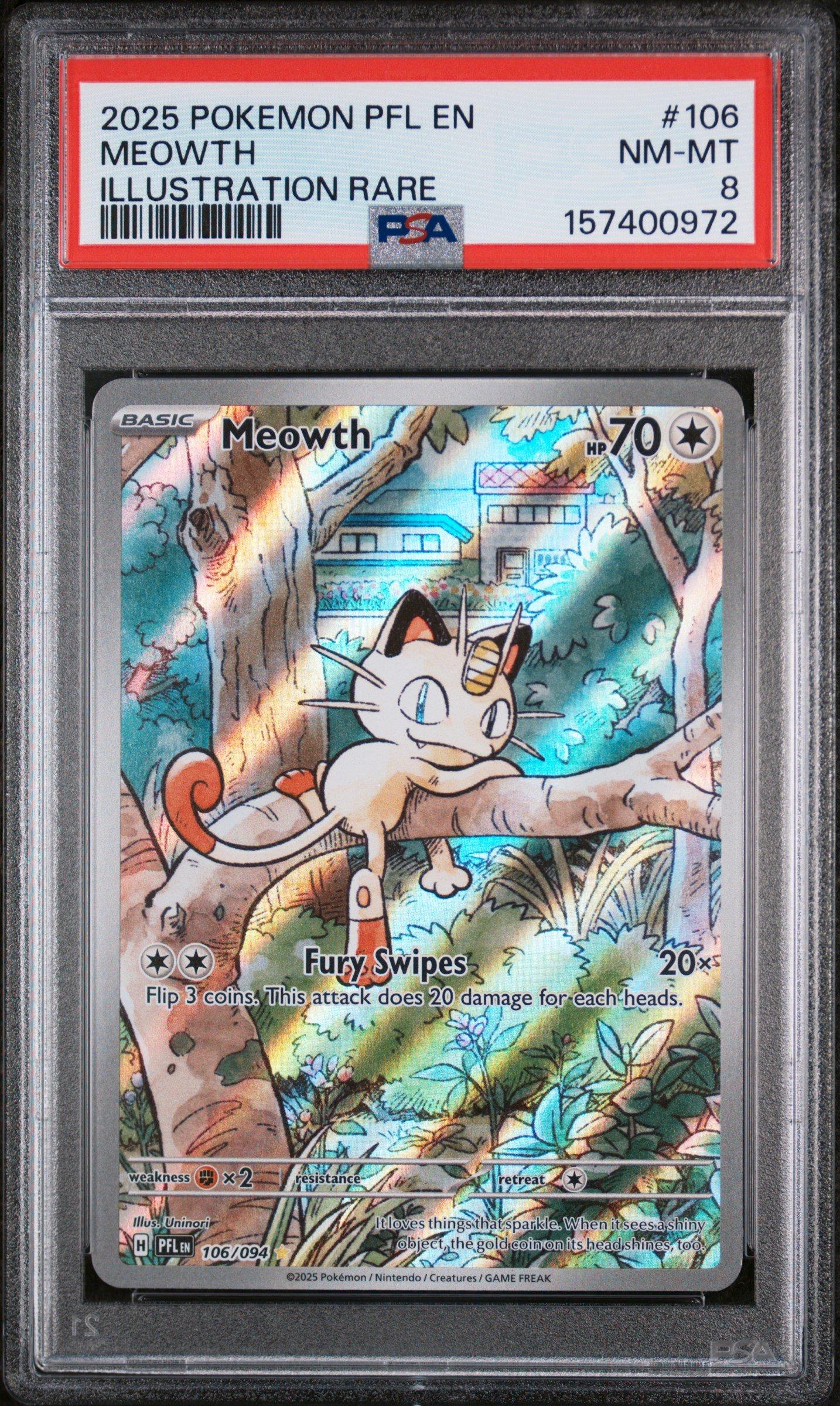 2025 Pokemon Pfl En-phantasmal Flames 106 Meowth Illustration Rare