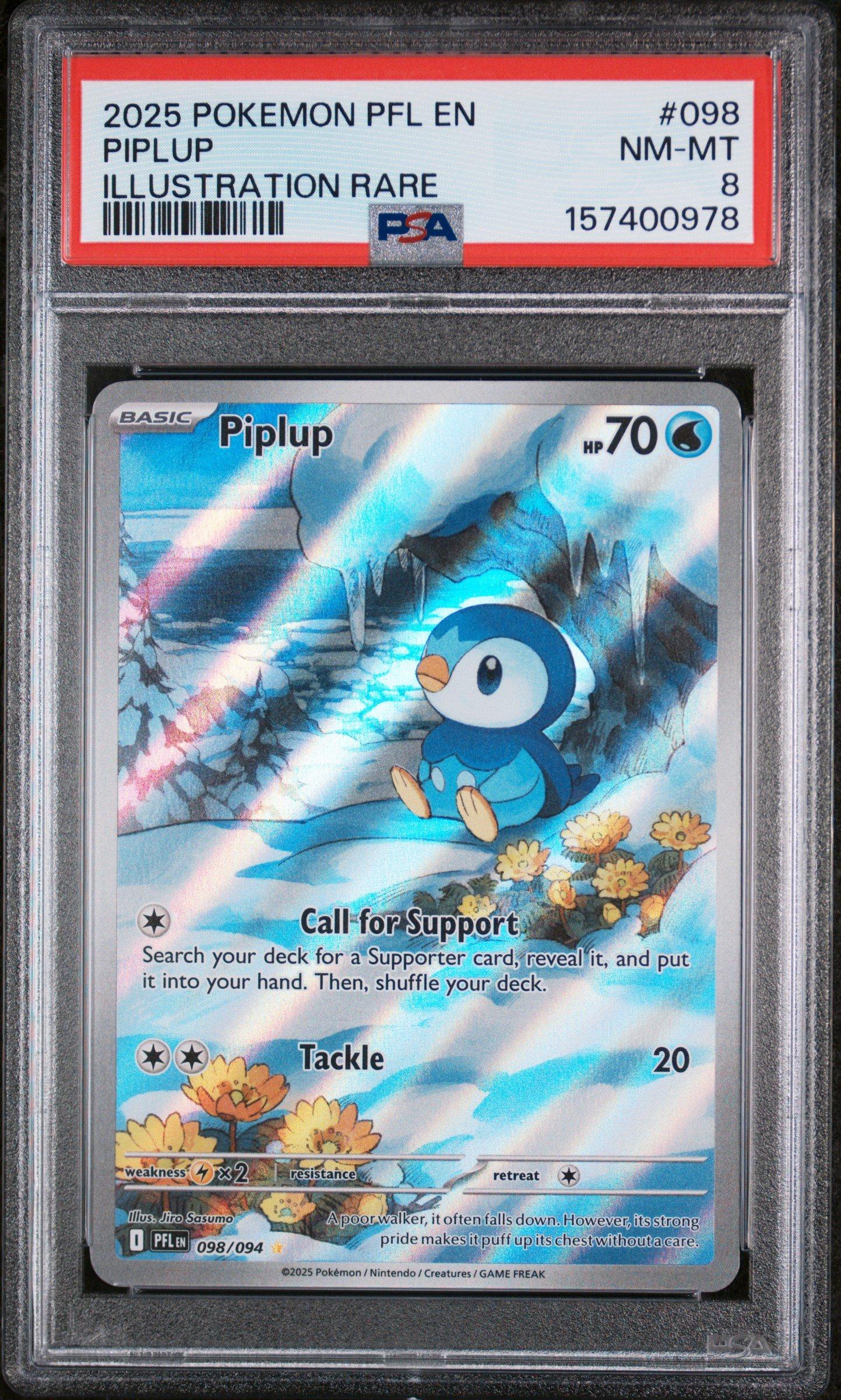 2025 ポケモンカード Piplup #085 ART RARE 2025 Pokemon Pfl En-phantasmal Flames 098 Piplup Illustration Rare