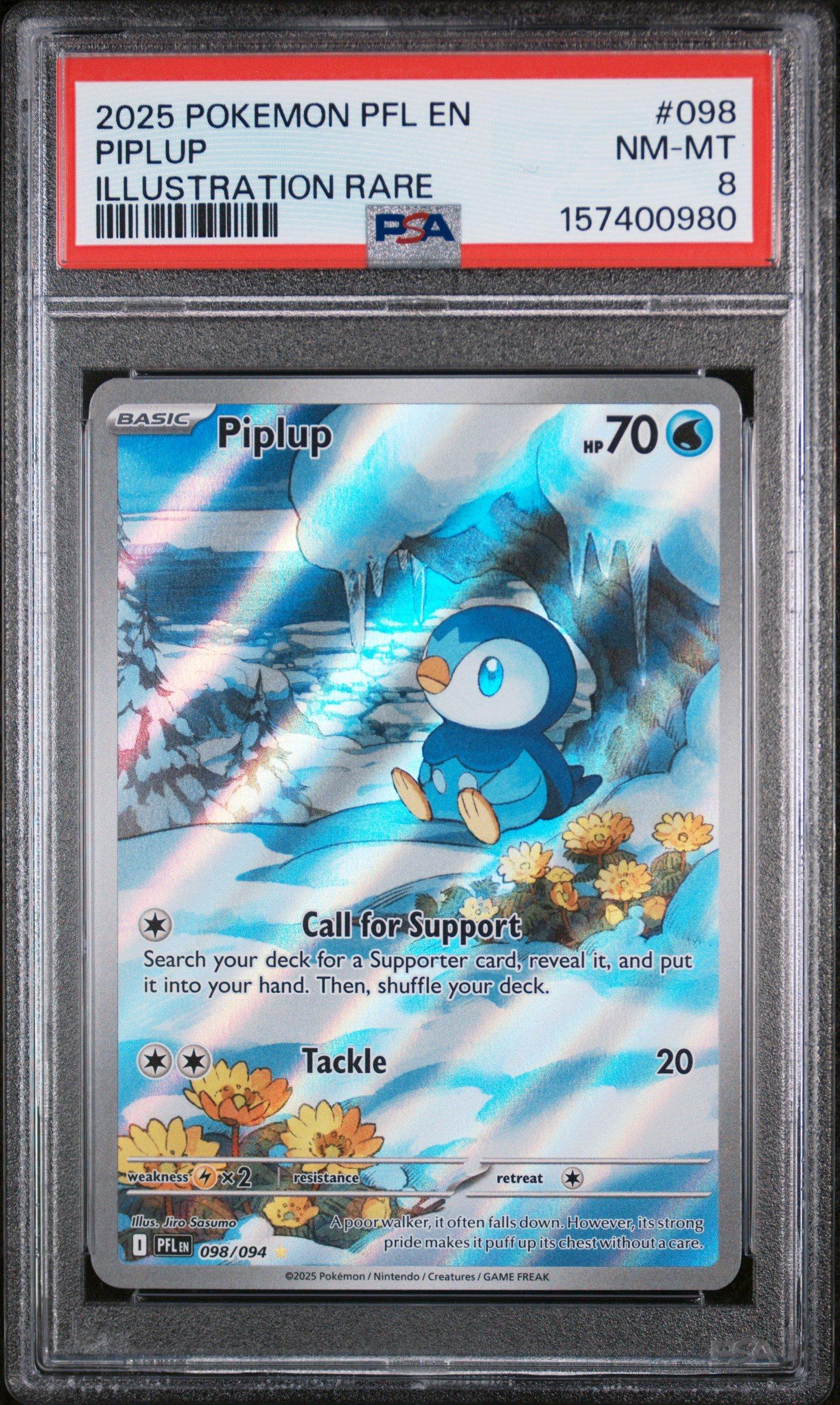 2025 Pokemon Pfl En-phantasmal Flames 098 Piplup Illustration Rare