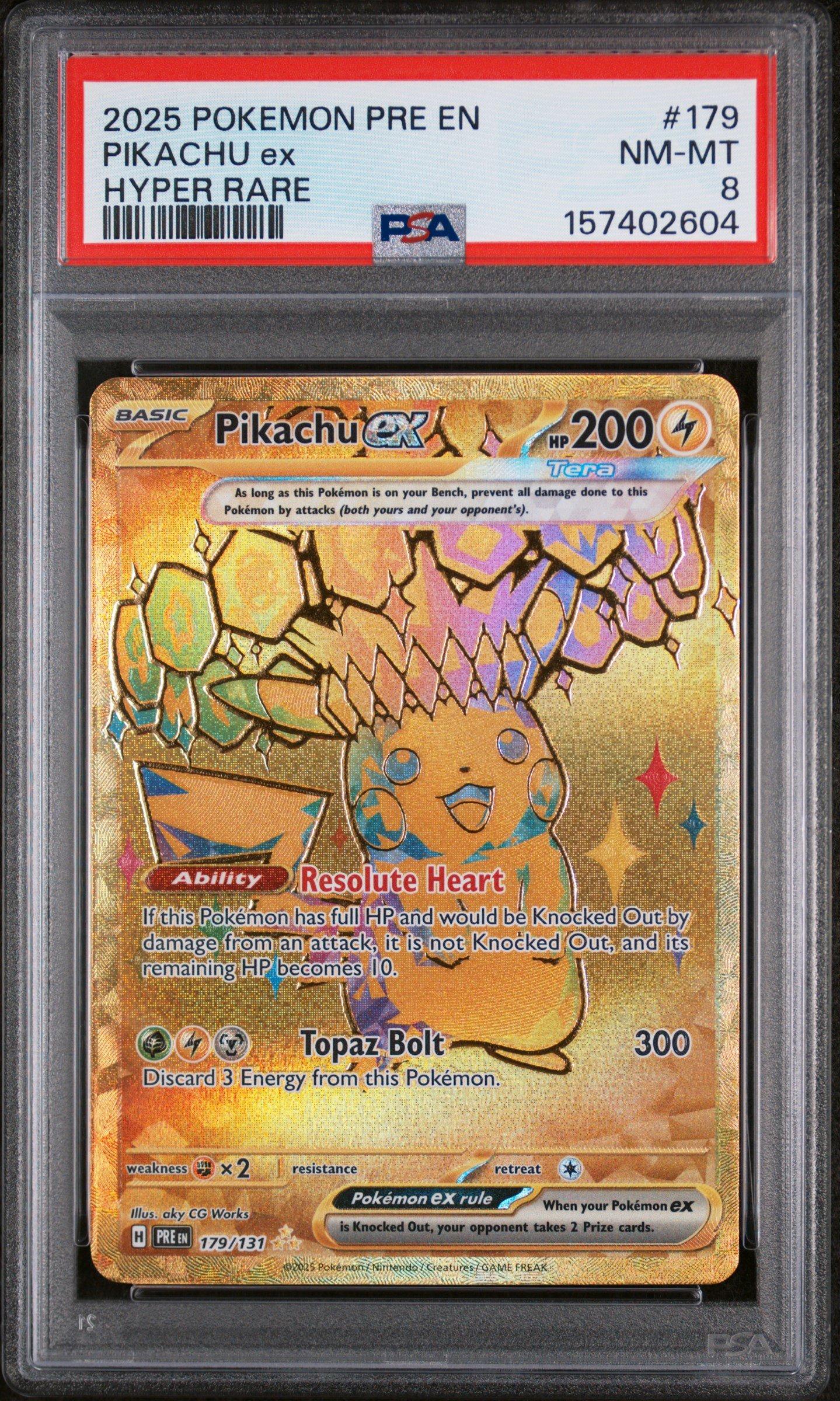 ex pikachu pokemon card 2025 Pre En-prismatic Evolutions 179 Hyper Rare PSA 8 Graded your opponent takes 2 Prize cards. Pokemon Card Pikachu ex SV-P