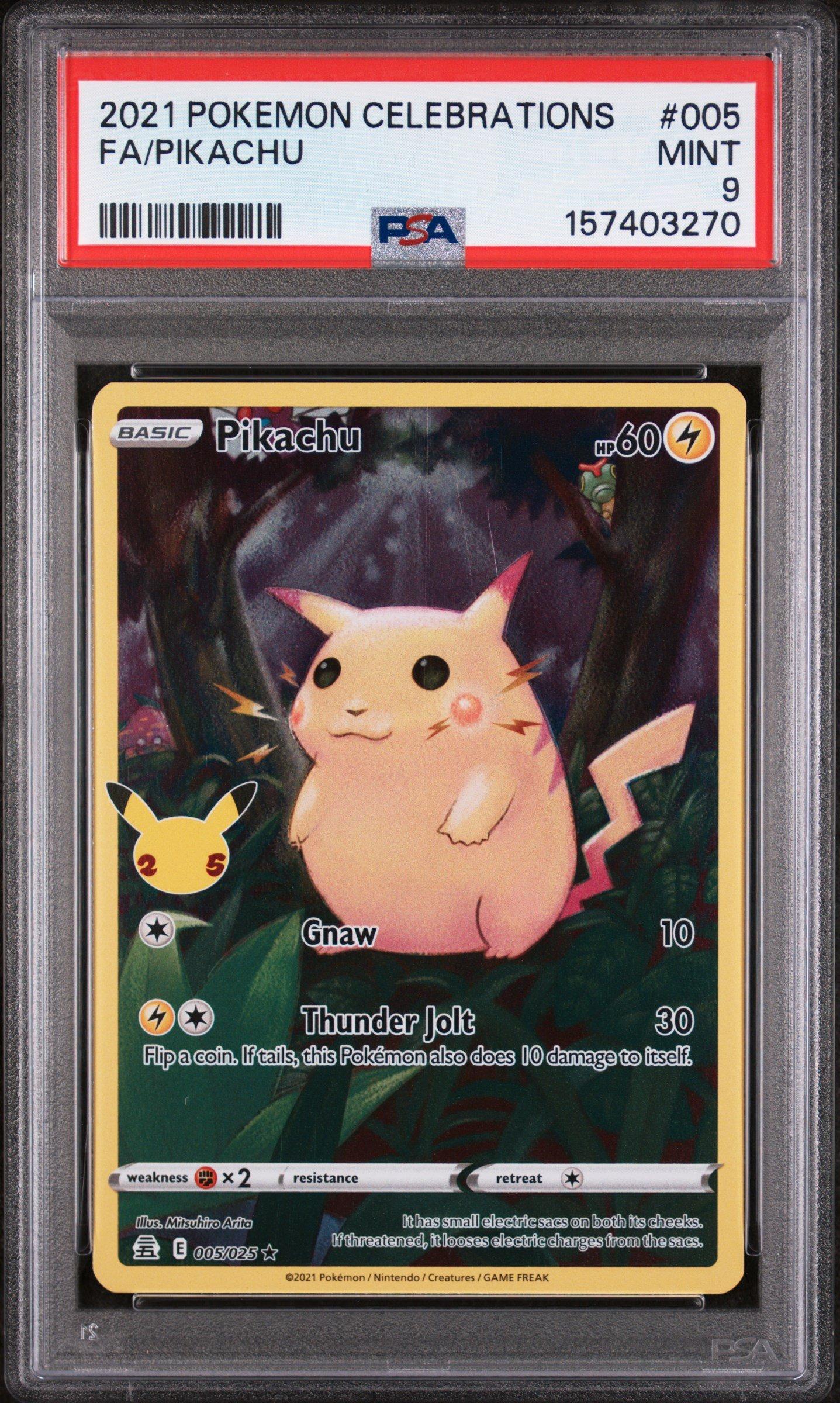 2021 Pokemon Celebrations 005 Full Art/pikachu PSA 9 Graded Card