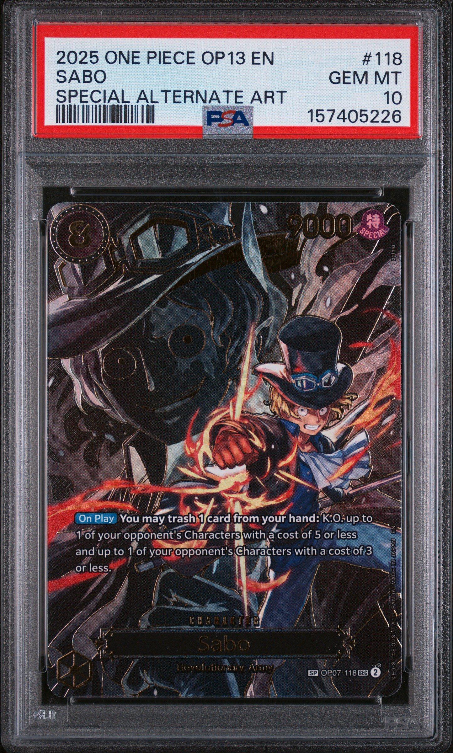 サボ SP PSA10 ワンピースカード OP13-118 SABO 2025 One Piece Op13-carrying On His Will 118 Sabo Special