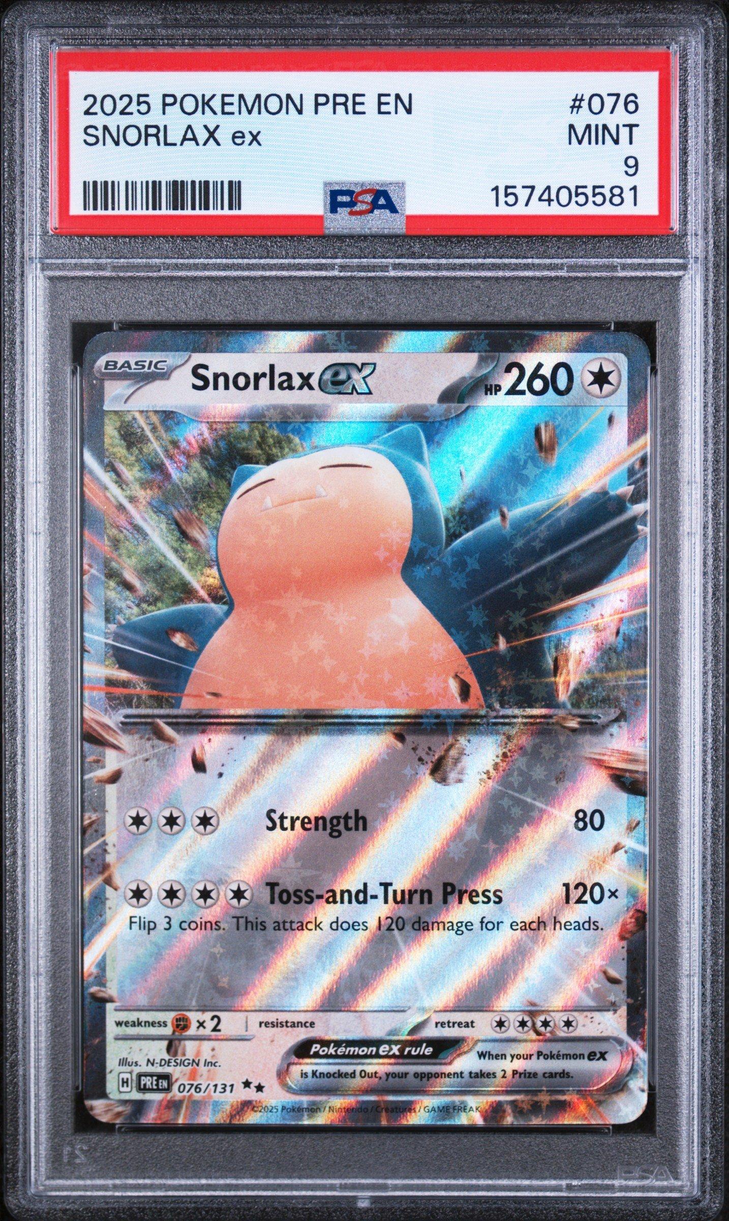 2025 Pokemon Pre En-prismatic Evolutions 076 Snorlax Ex PSA 9