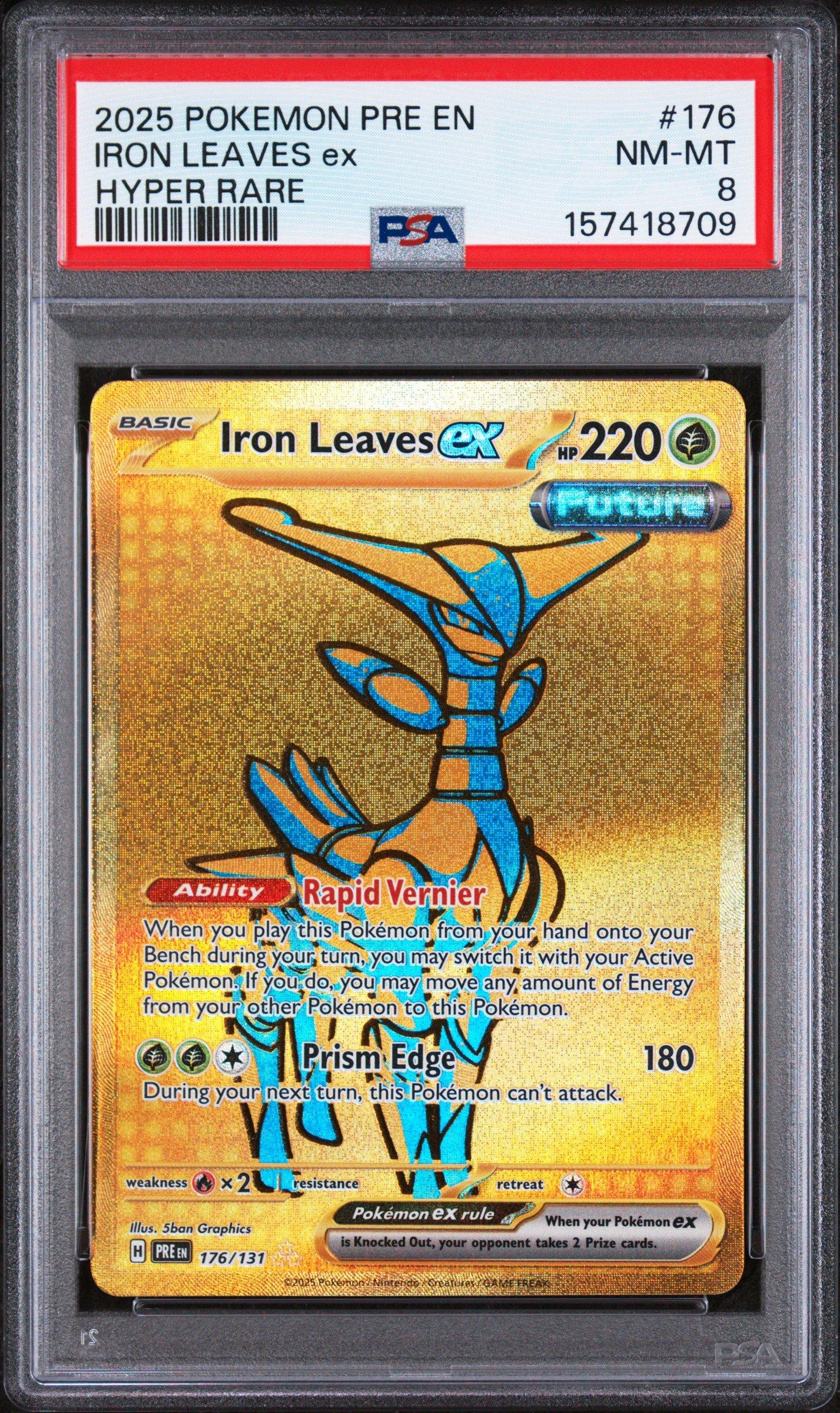 2025 Pokemon Pre En-prismatic Evolutions 176 Iron Leaves Ex Hyper Rare PSA  8 Graded Card | GameStop