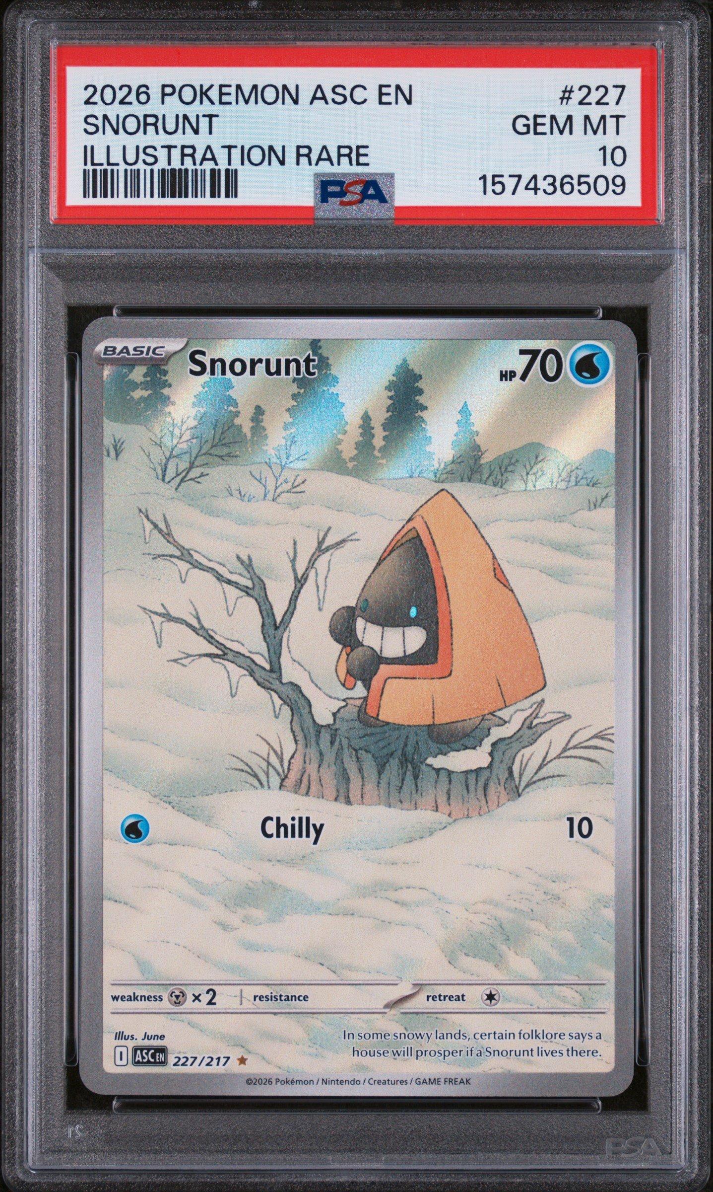 2026 Pokemon Asc En-Ascended Heroes 227 Snorunt Illustration Rare PSA 10