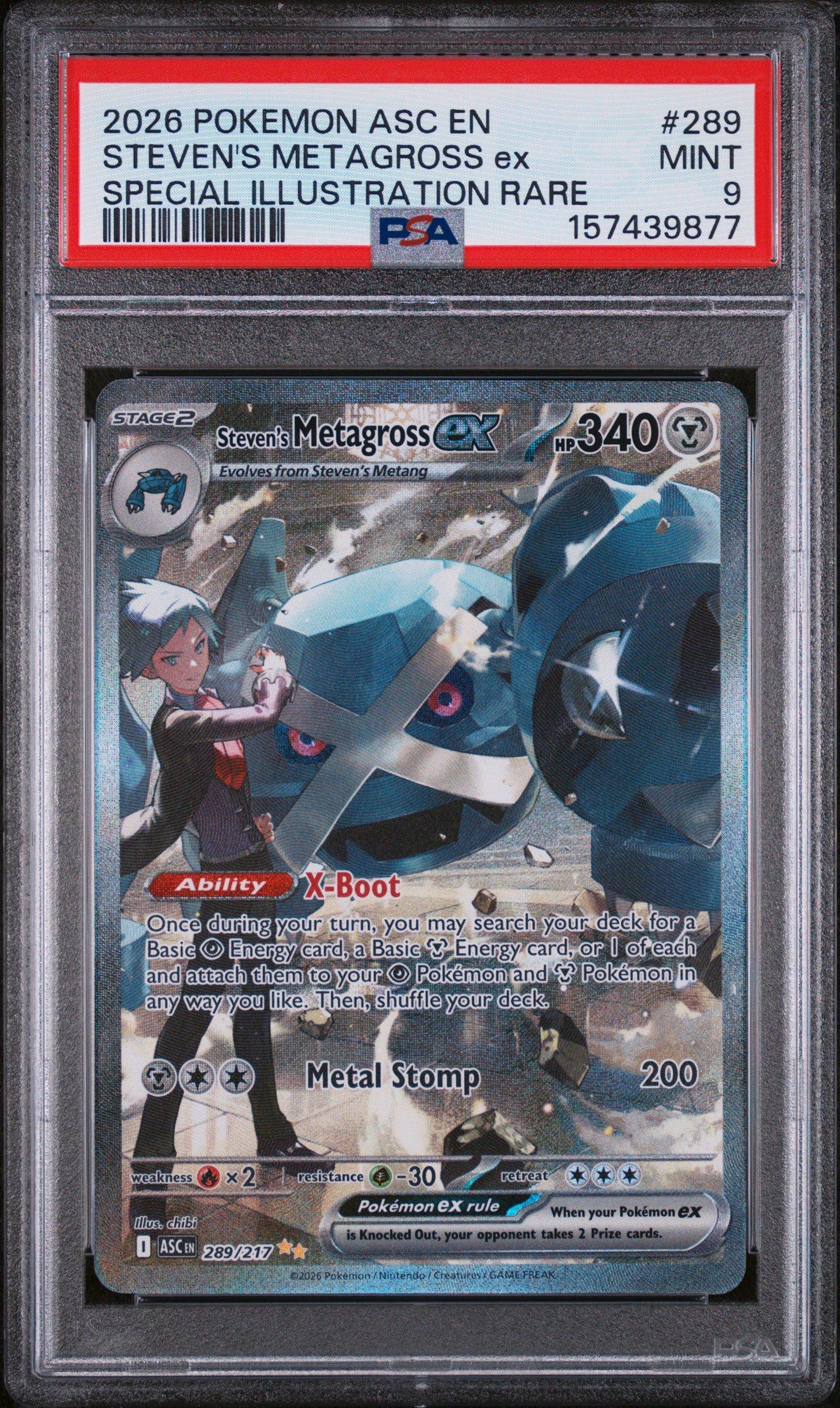 2026 Pokemon Asc En-Ascended Heroes 289 Stevens Metagross Ex Special Illustration Rare PSA 9