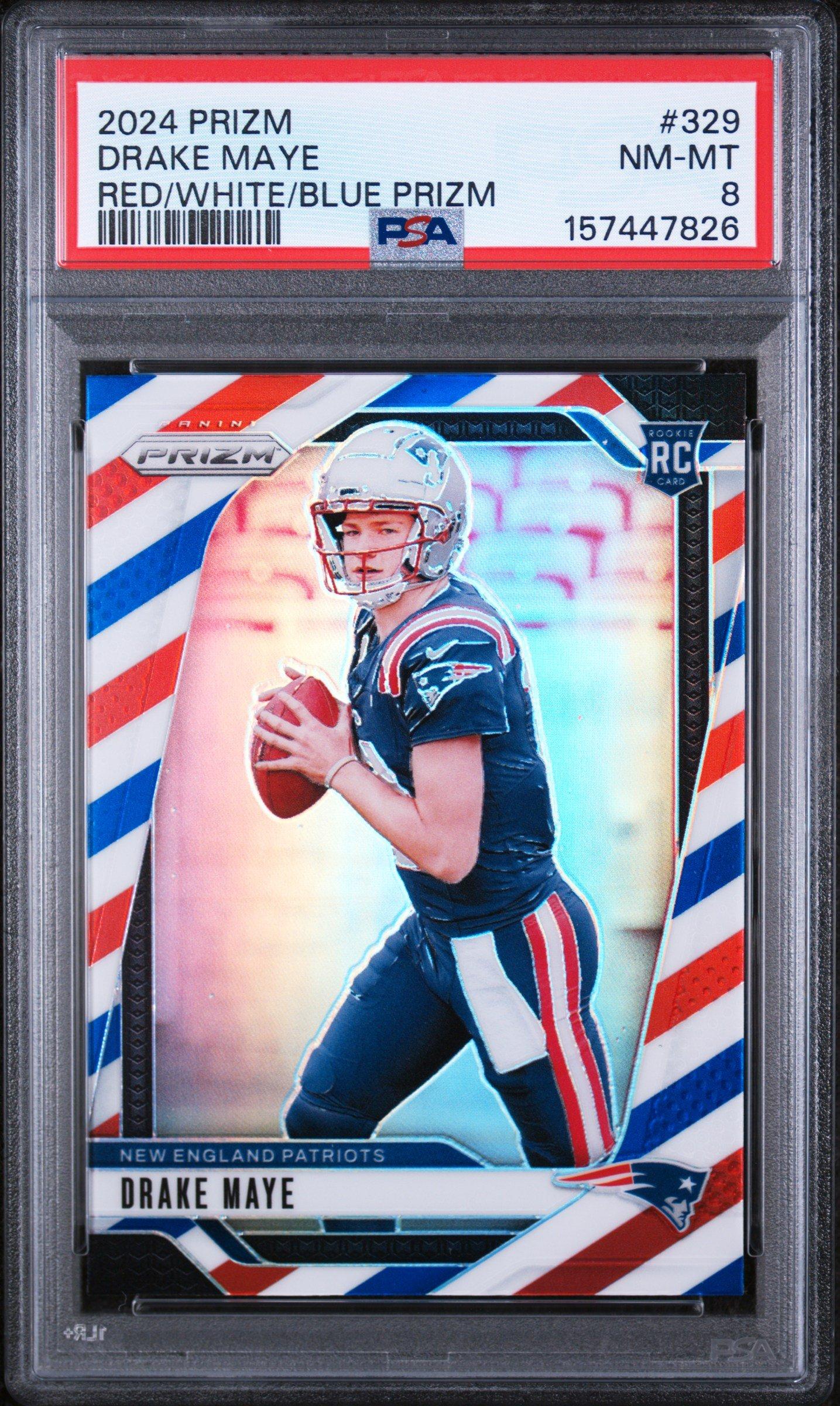 2024 Panini Prizm 329 Drake Maye Red/white/blue Prizm PSA 8 Graded
