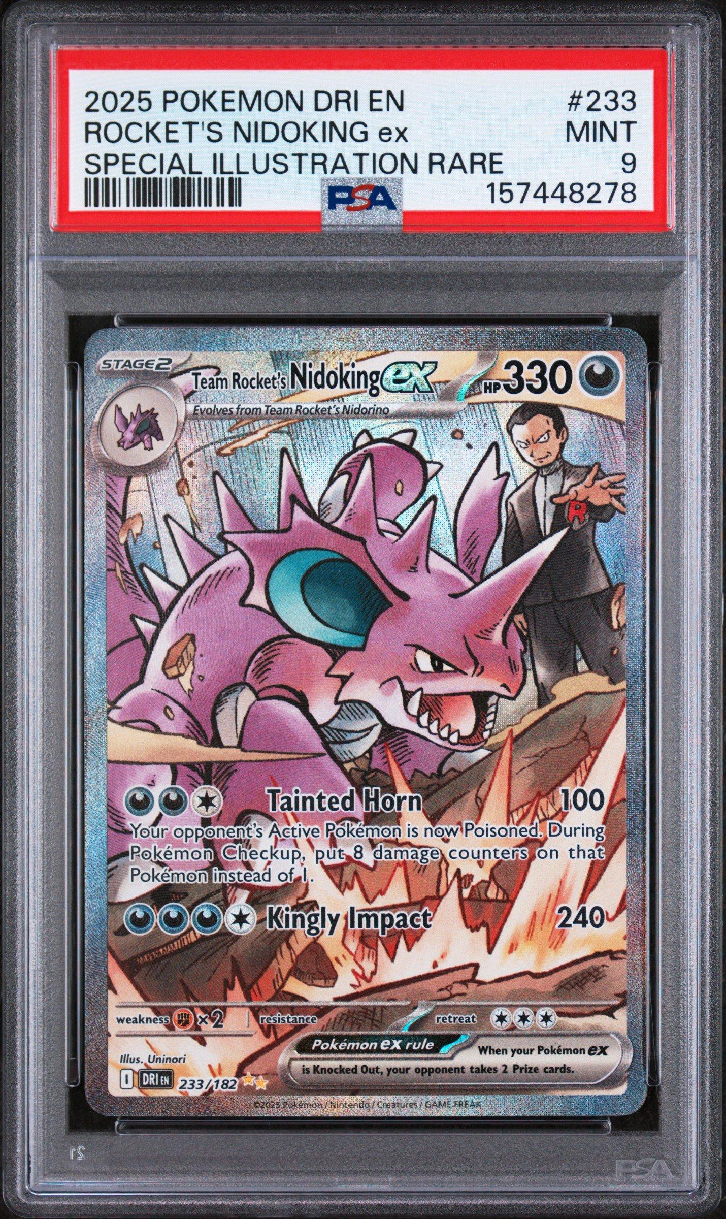 nidoking holographic pokemon card 2025 Pokemon Dri En-destined Rivals 233 Team Rocket's Nidoking Ex Special  Illustration Rare PSA 9
