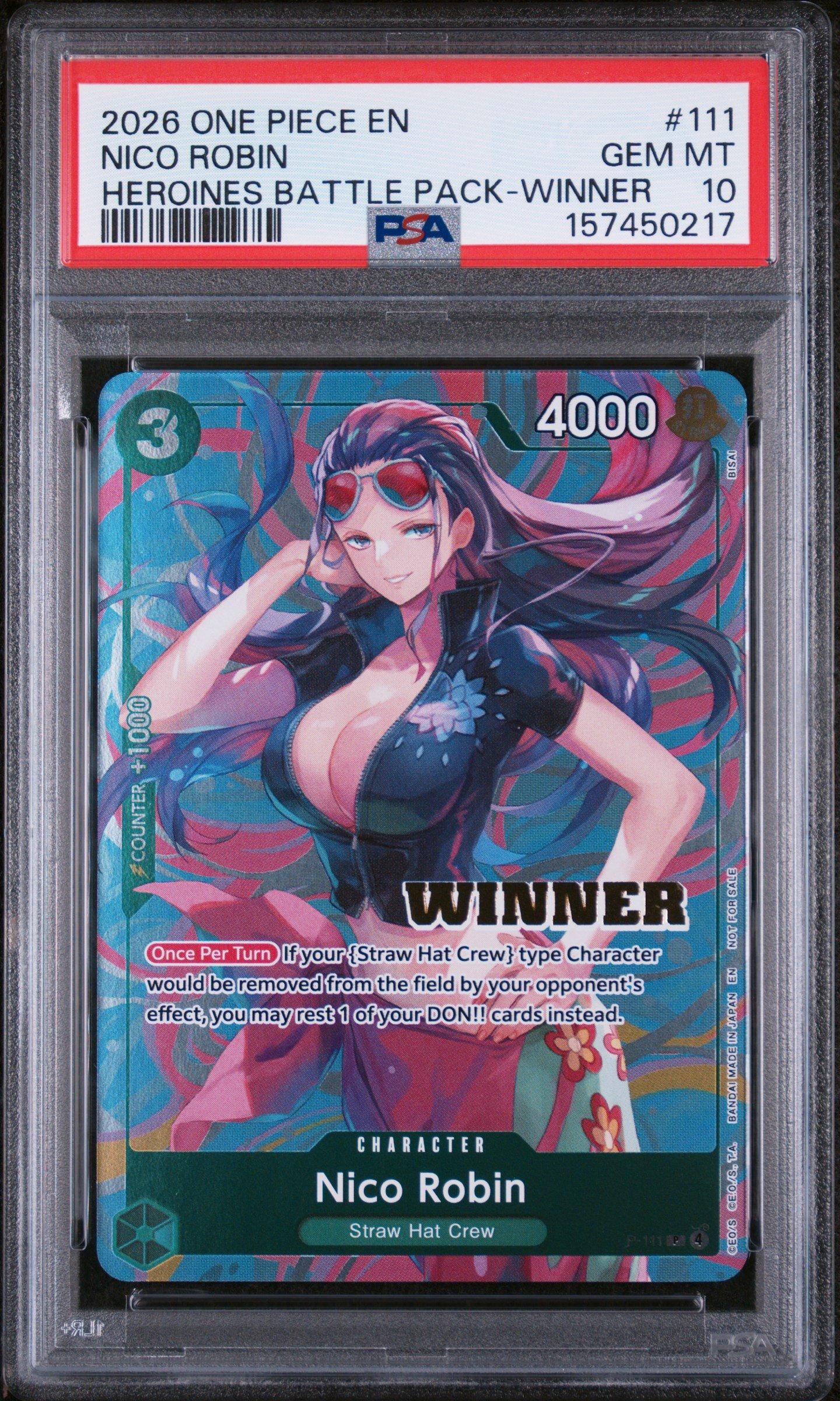 2026 One Piece Heroines Battle Pack 111 Nico Robin Winner PSA 10