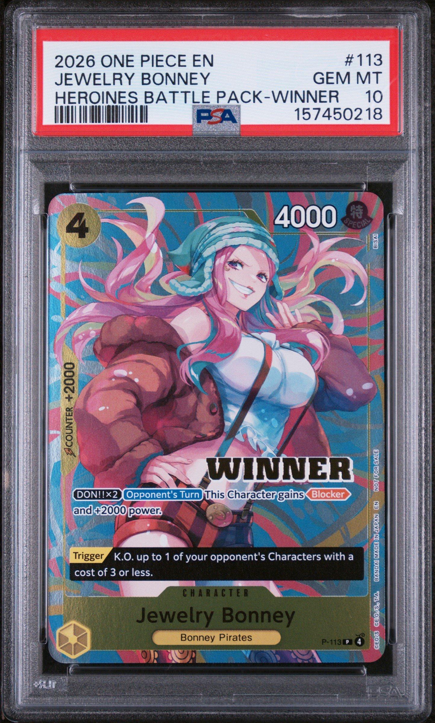 2026 One Piece Heroines Battle Pack 113 Jewelry Bonney Winner PSA