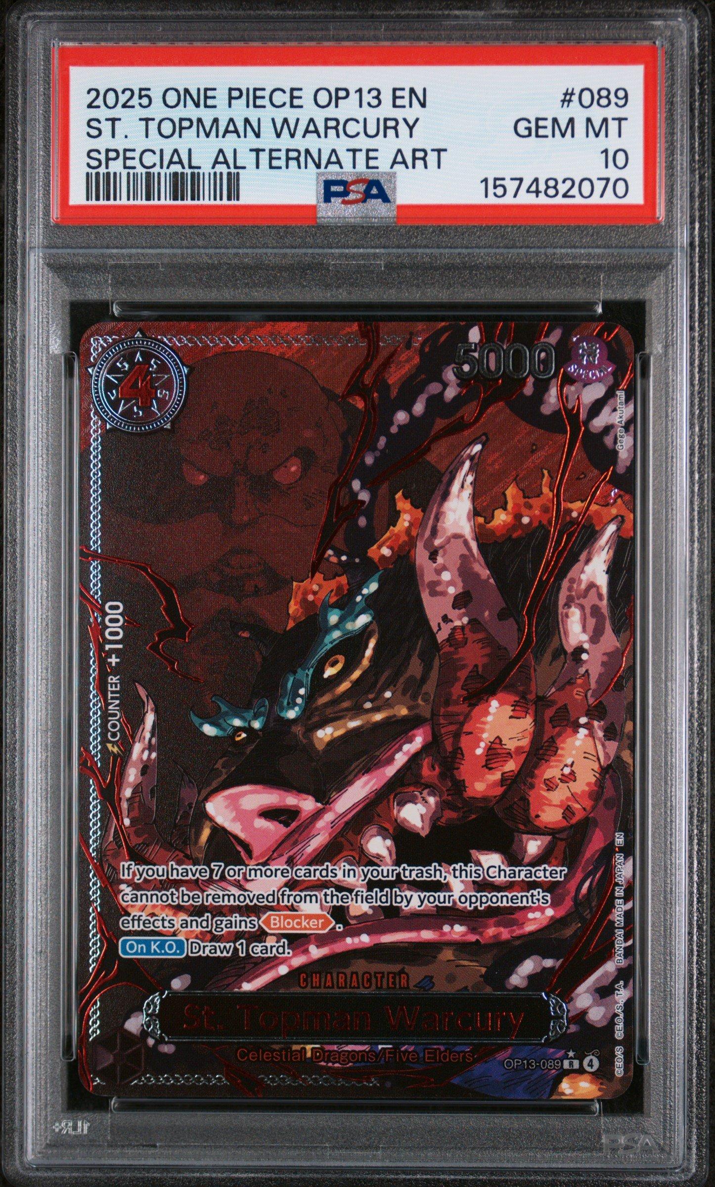 PSA10 ウォーキュリー聖 五老聖　ONE PIECE WARCURY 2025 One Piece Op13-carrying On His Will 089 St. Topman Warcury