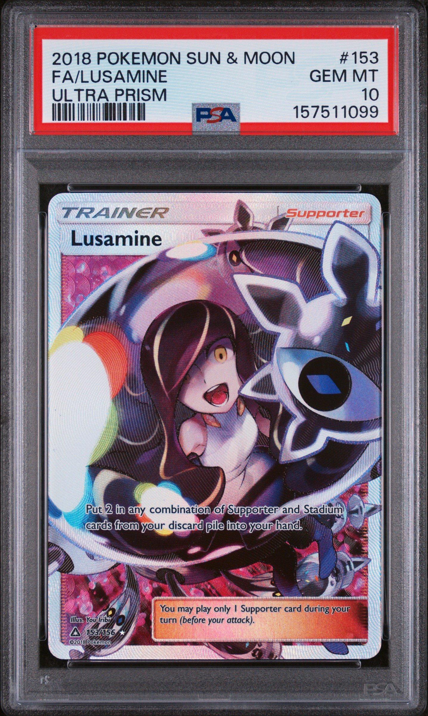 2018 Pokemon Sun & Moon Ultra Prism 153 Full Art/lusamine PSA 10