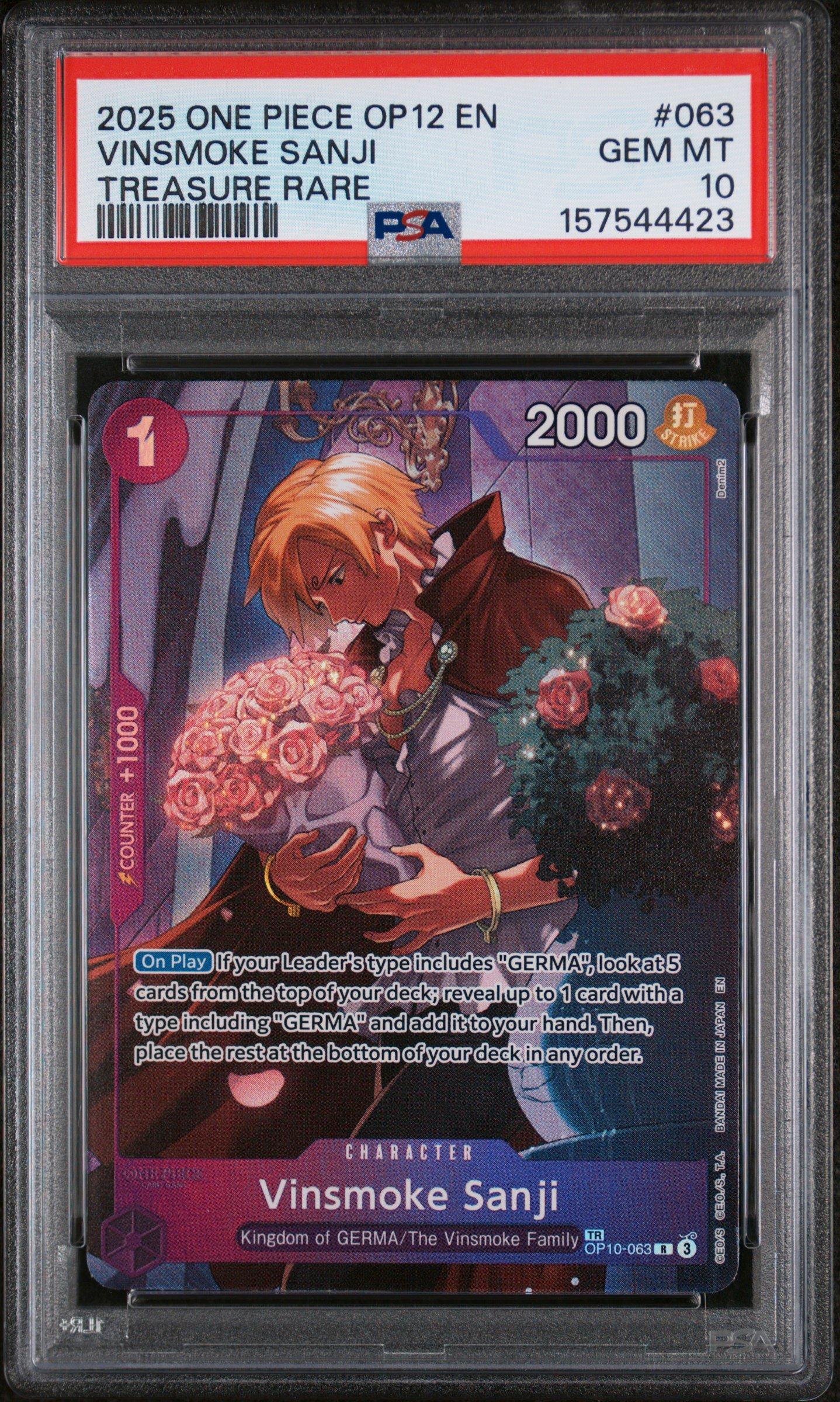 2025 One Piece Op12-legacy Of The Master 063 Vinsmoke Sanji Treasure Rare PSA 10