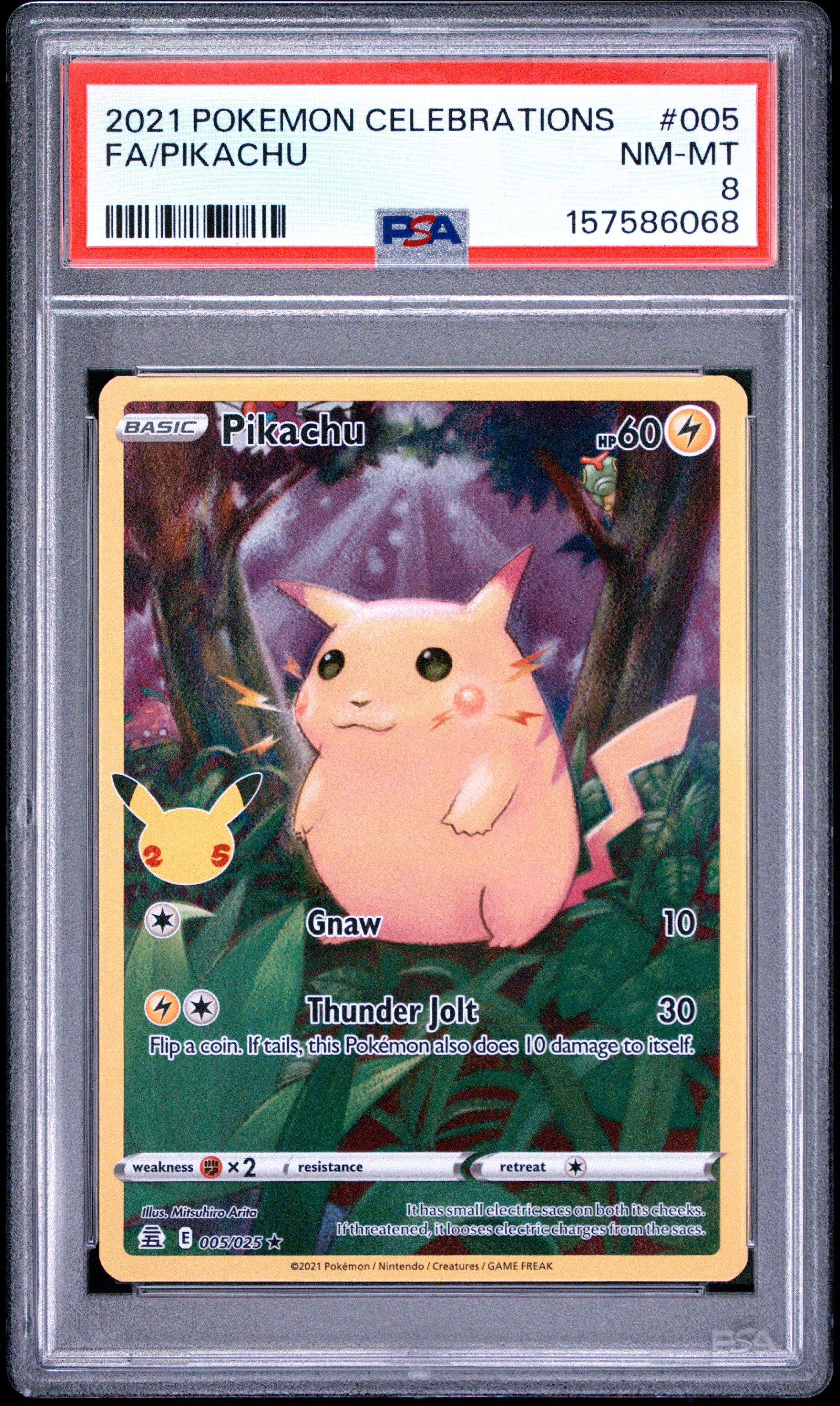 2021 pokemon pikachu card 2021 Pokemon Celebrations 005 Full Art/pikachu PSA 8 Graded Card