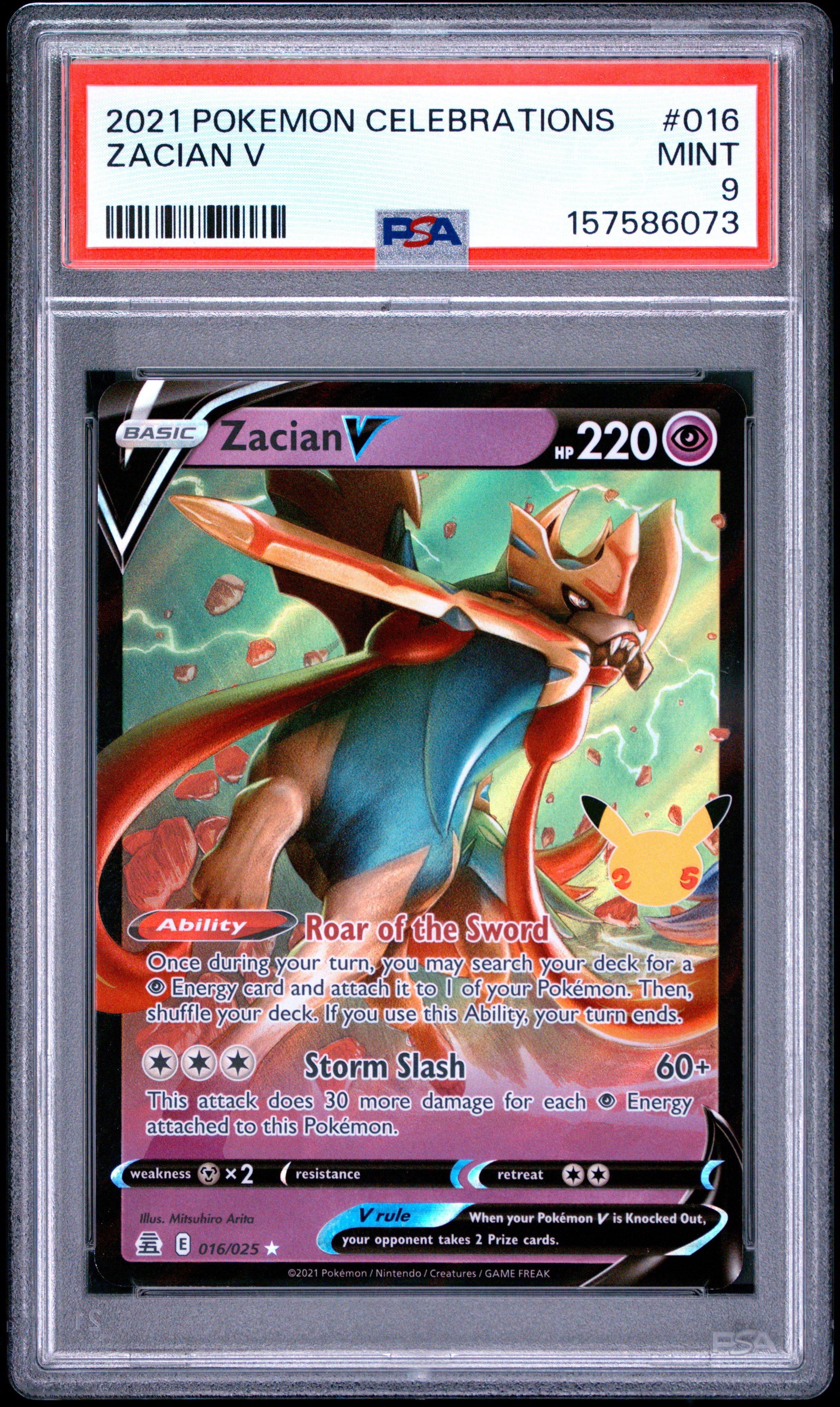 2021 Pokemon Celebrations 016 Zacian V PSA 9 Graded Card | GameStop