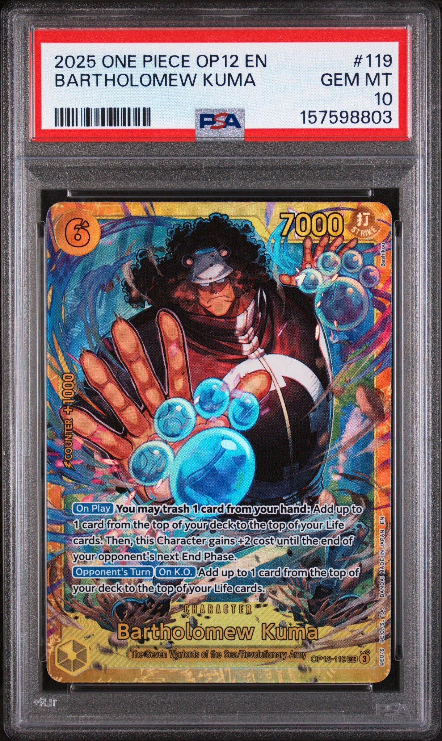 2025 One Piece Op12-legacy Of The Master 119 Bartholomew Kuma PSA