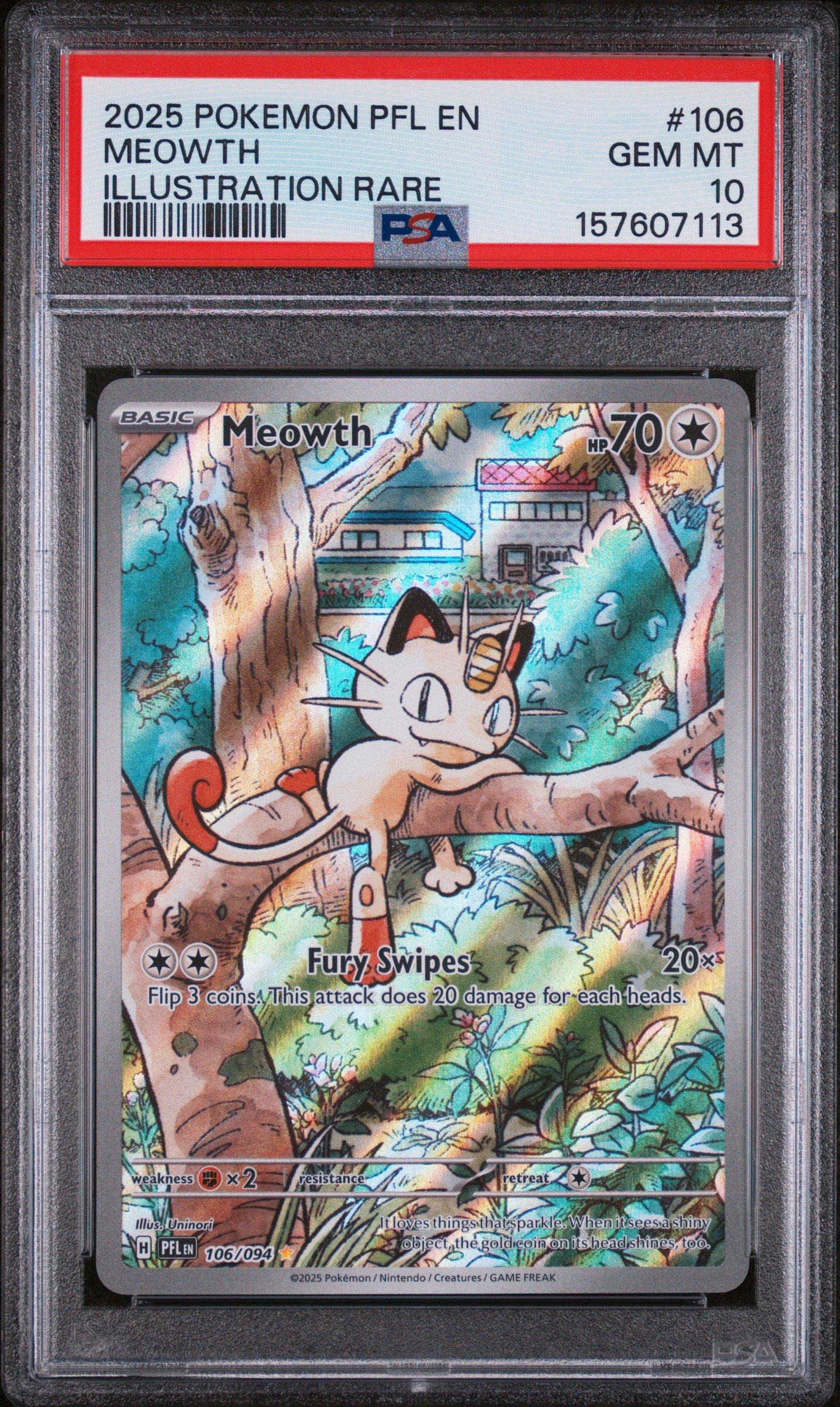 2025 Pokemon Pfl En-phantasmal Flames 106 Meowth Illustration Rare