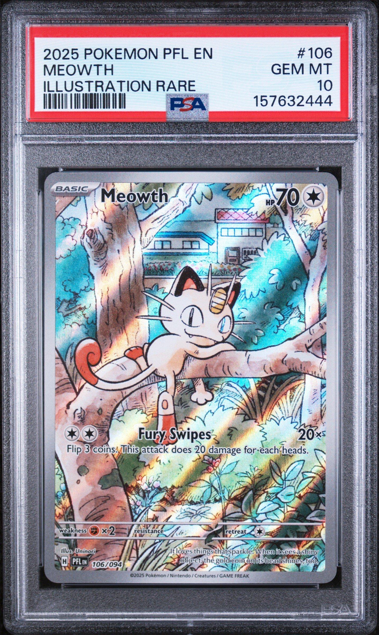2025 Pokemon Pfl En-phantasmal Flames 106 Meowth Illustration Rare