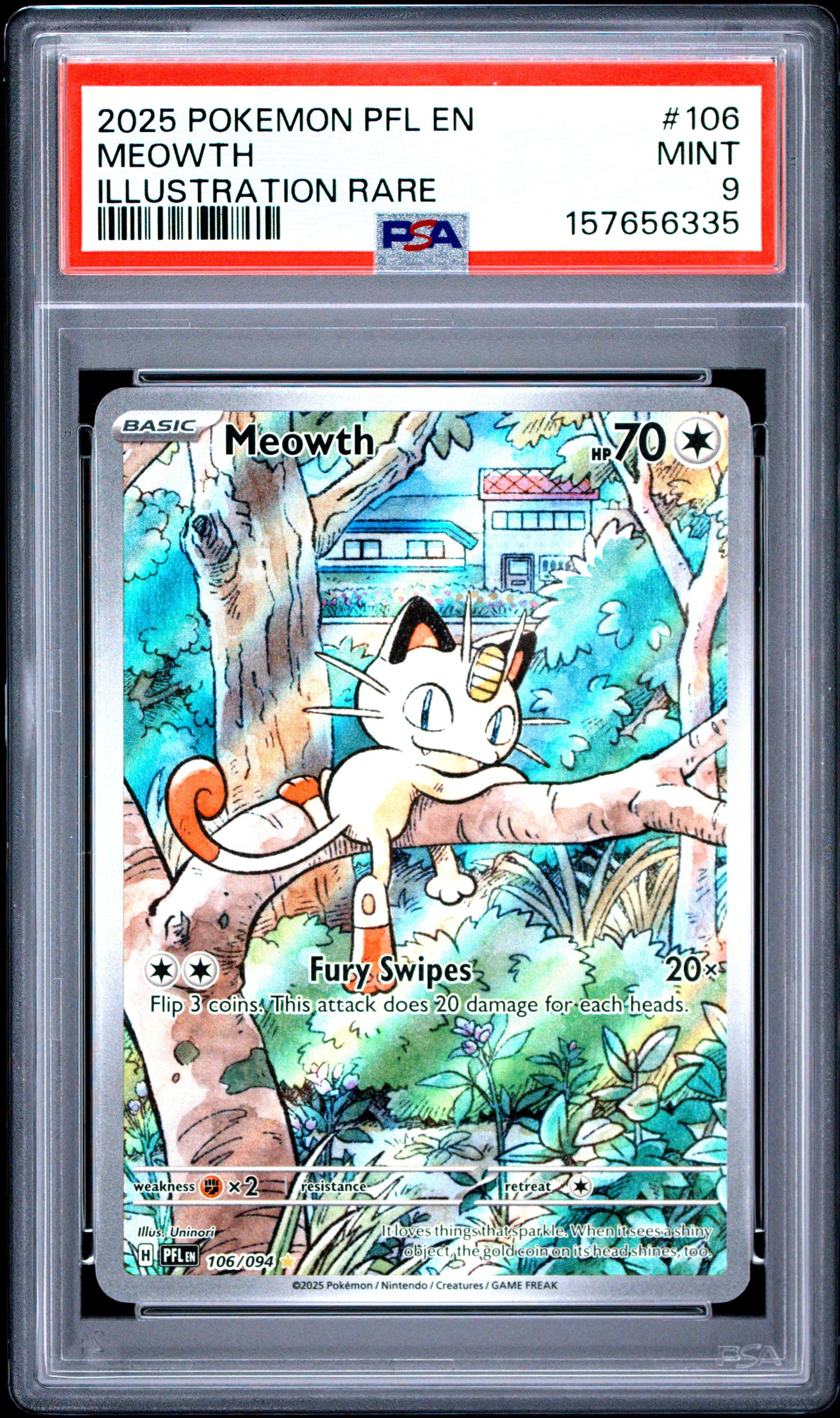 2025 Pokemon Pfl En-phantasmal Flames 106 Meowth Illustration Rare