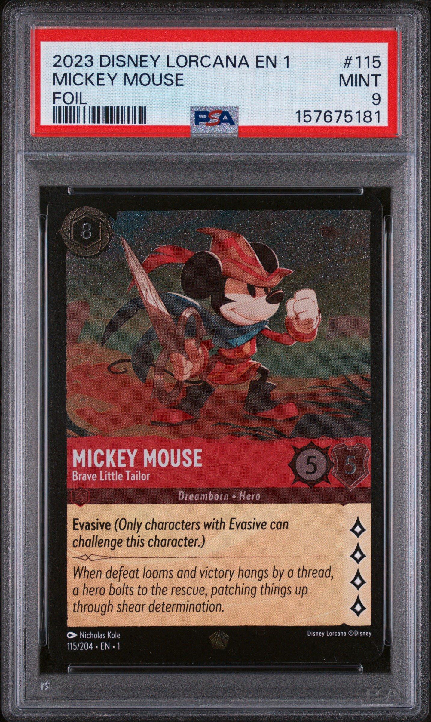 【PSA10 3枚】ミッキー ブレイブ・リトル・テイラー Foil【JA1 2023 Disney Lorcana En 1-the First Chapter 115 Mickey Mouse