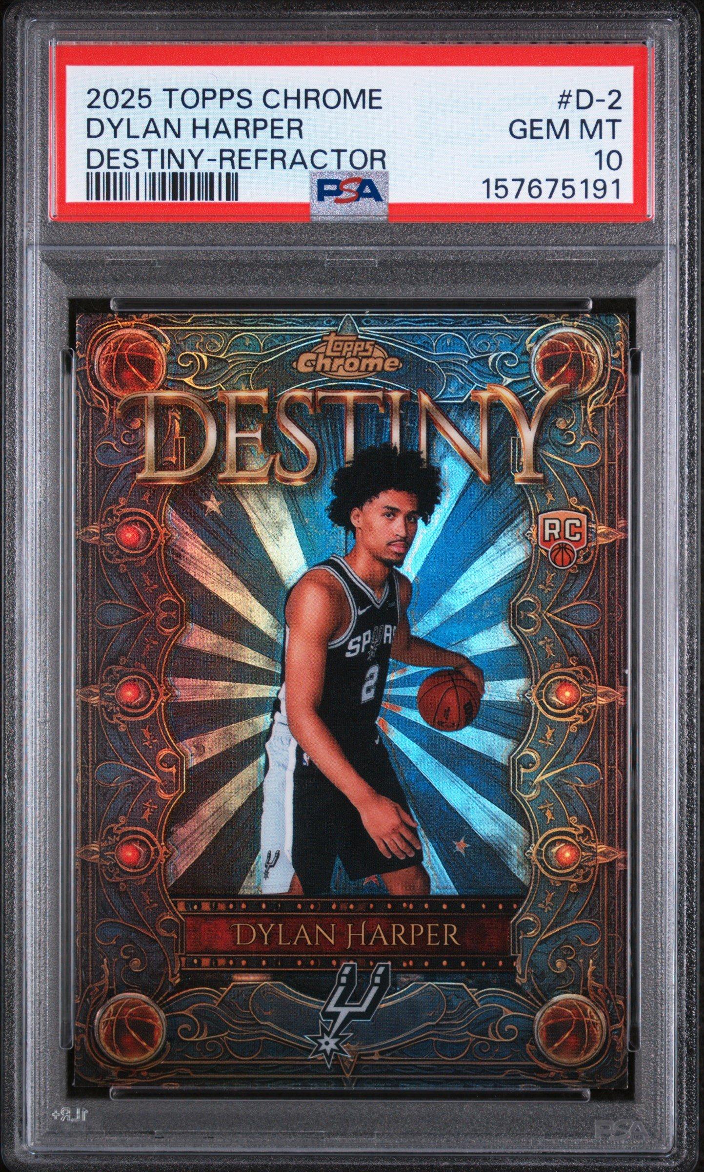 2025 Topps Chrome Destiny D-2 Dylan Harper Refractor PSA 10 Graded