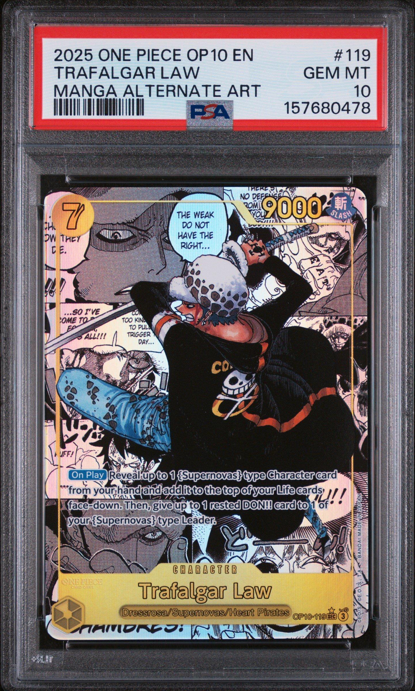 2025 One Piece Op10-royal Blood 119 Trafalgar Law Manga Alternate Art PSA 10