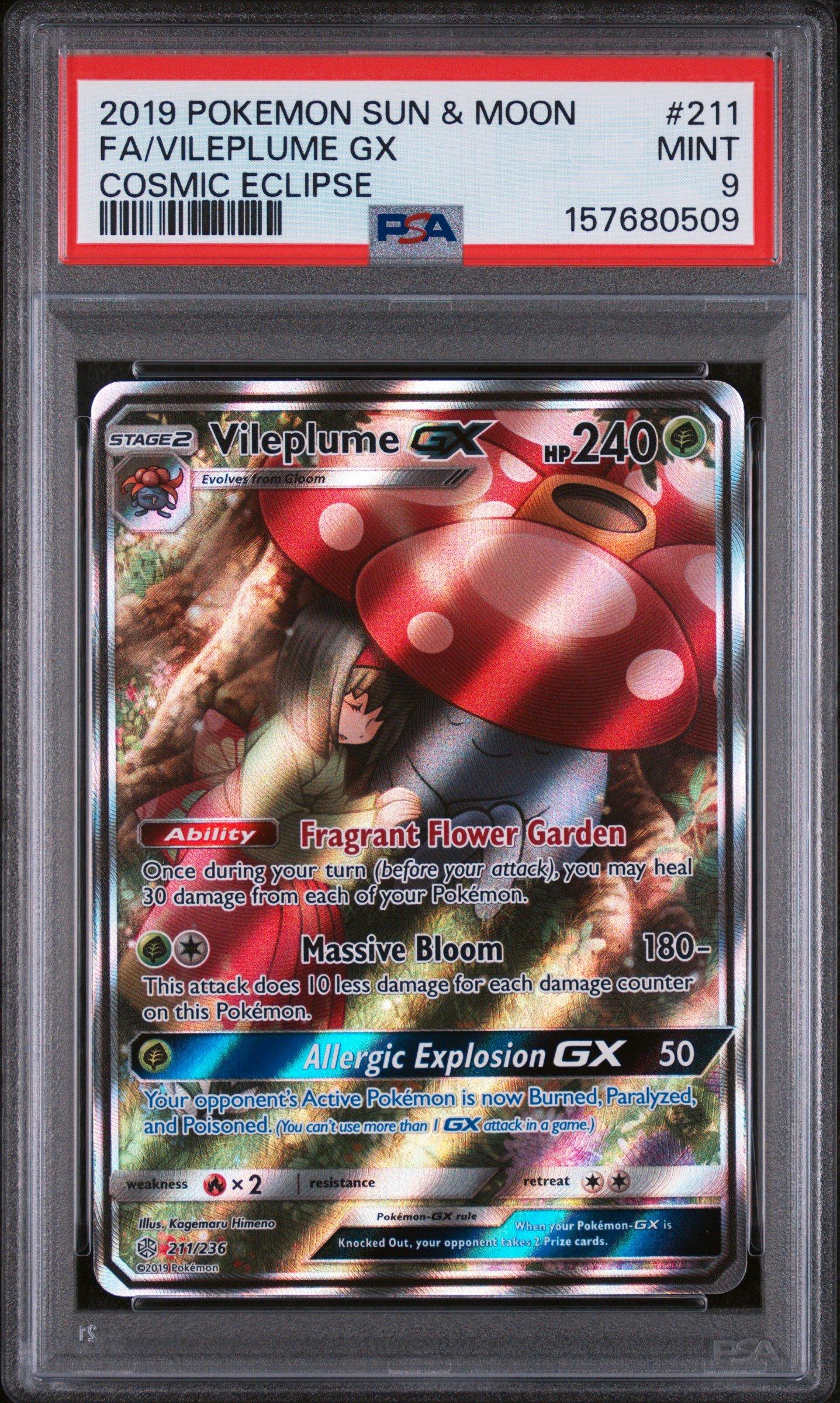 2019 Pokemon Sun & Moon Cosmic Eclipse 211 Full Art/vileplume Gx