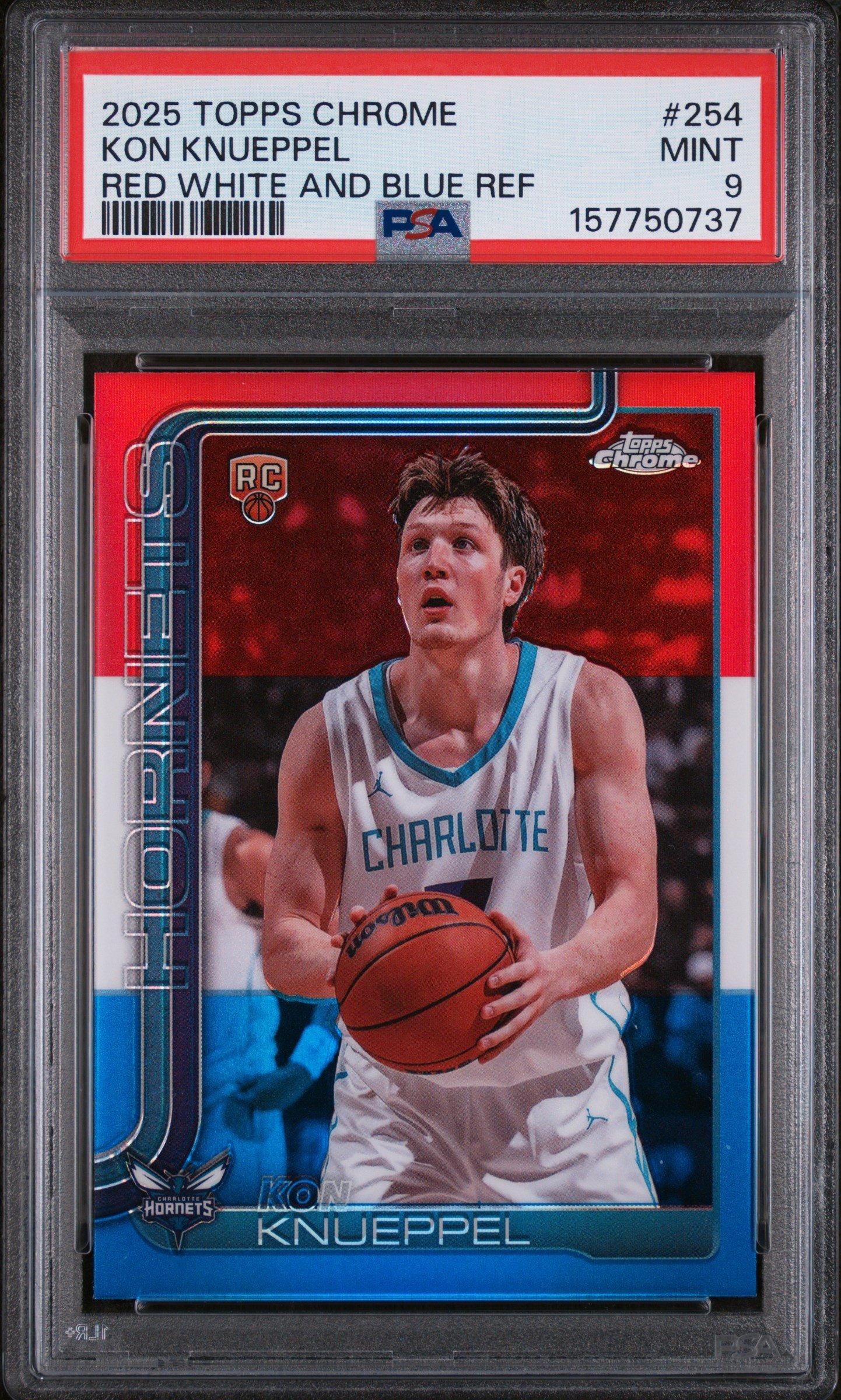 2025 Topps Chrome 254 Kon Knueppel Red White And Blue Refractor
