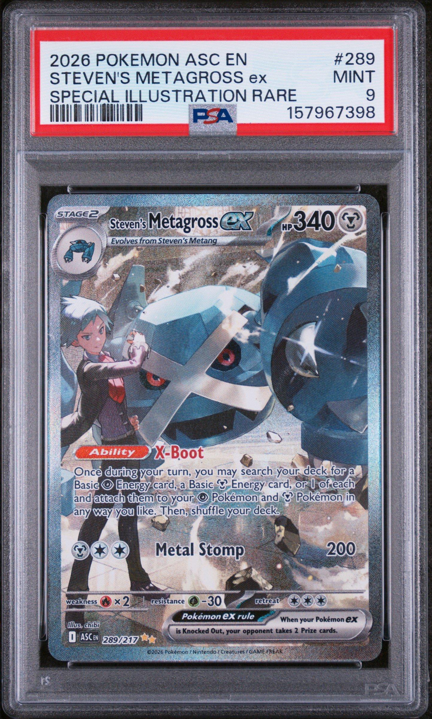 2026 Pokemon Asc En-Ascended Heroes 289 Stevens Metagross Ex Special Illustration Rare PSA 9