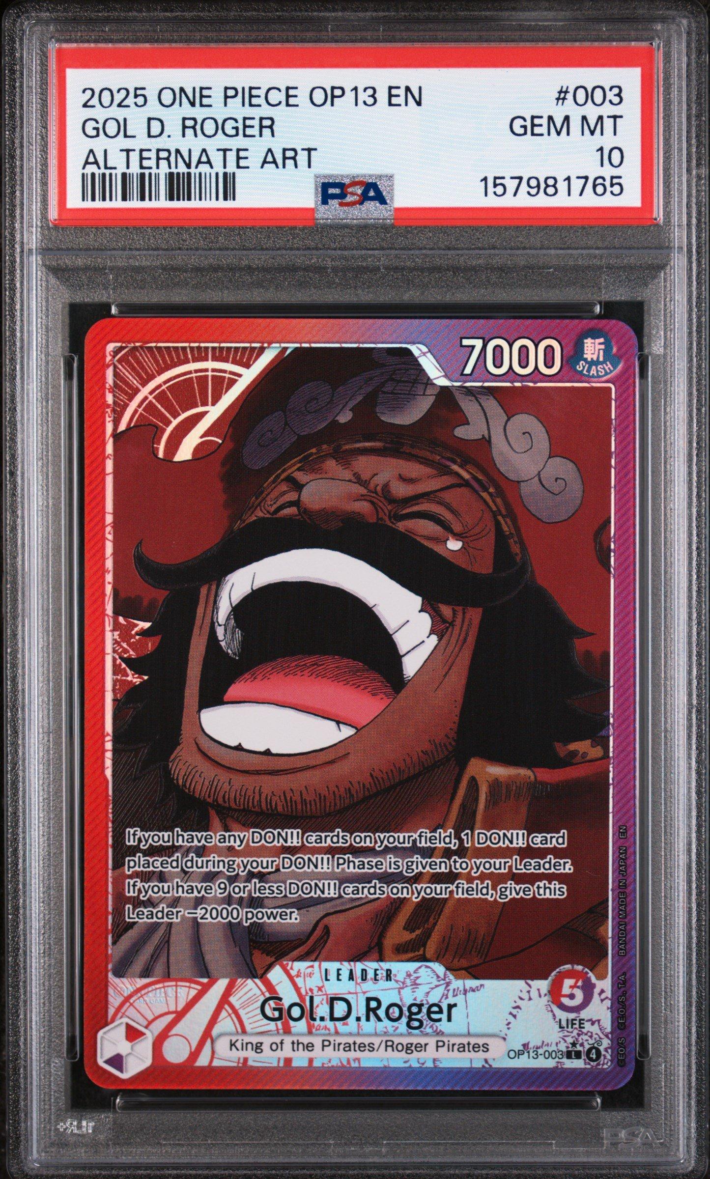 2025 ONE PIECE OP 13 JP ゴル・D・ロジャー PSA 10 2025 One Piece Op13-carrying On His Will 003 Gol D. Roger