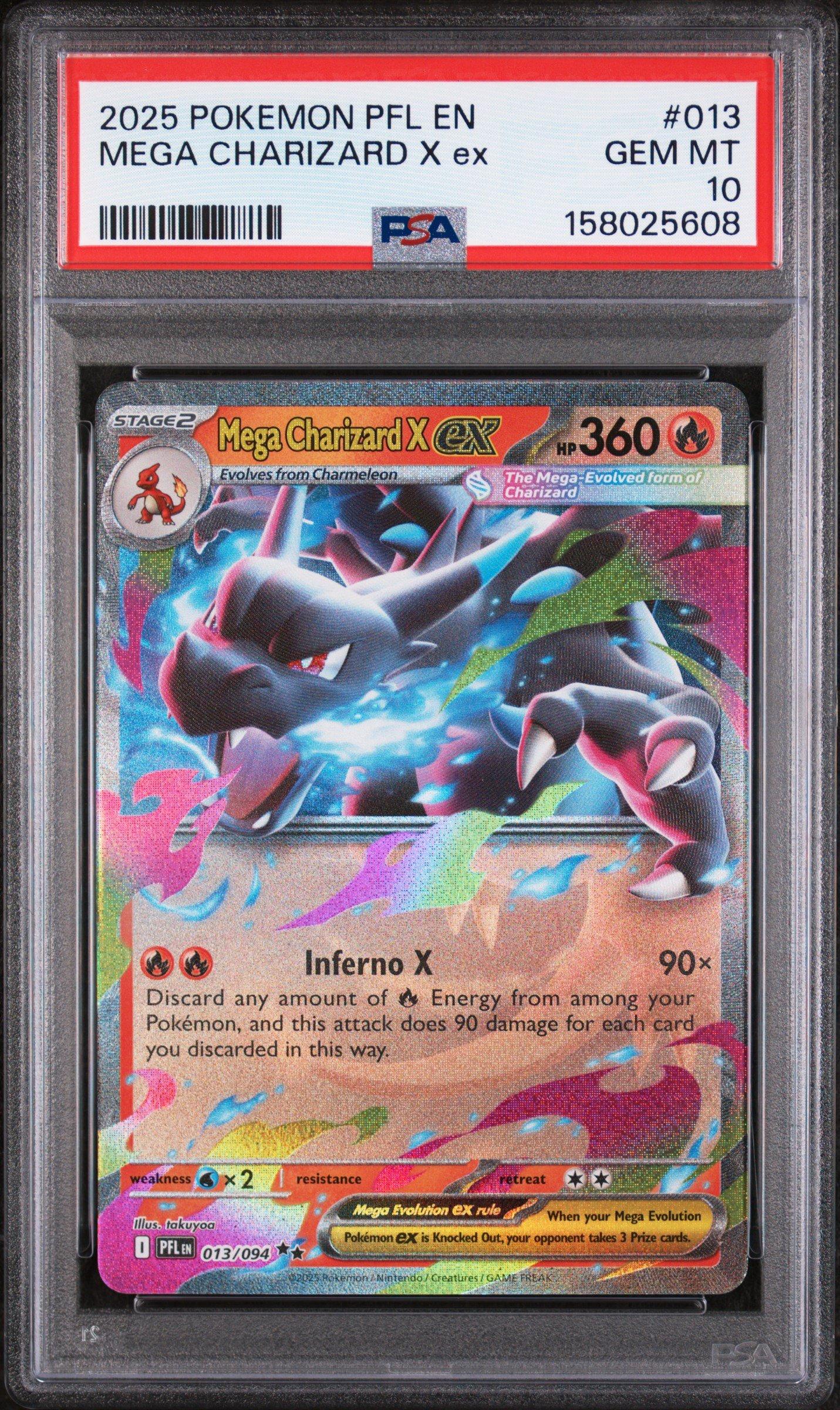 2025 Pokemon Pfl En-phantasmal Flames 013 Mega Charizard X Ex PSA