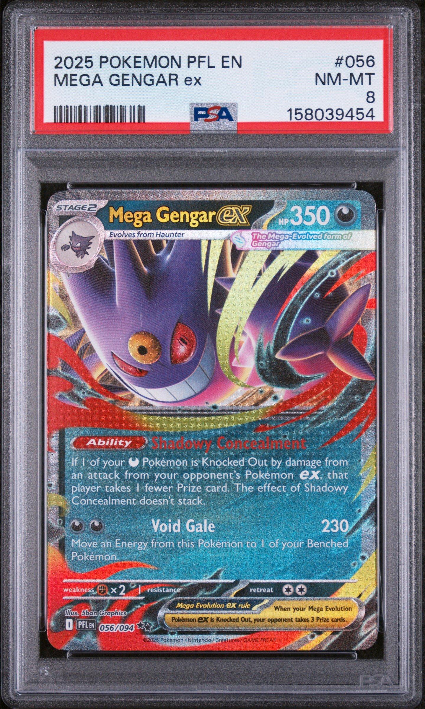 2025 Pokemon Pfl En-phantasmal Flames 056 Mega Gengar Ex PSA 8