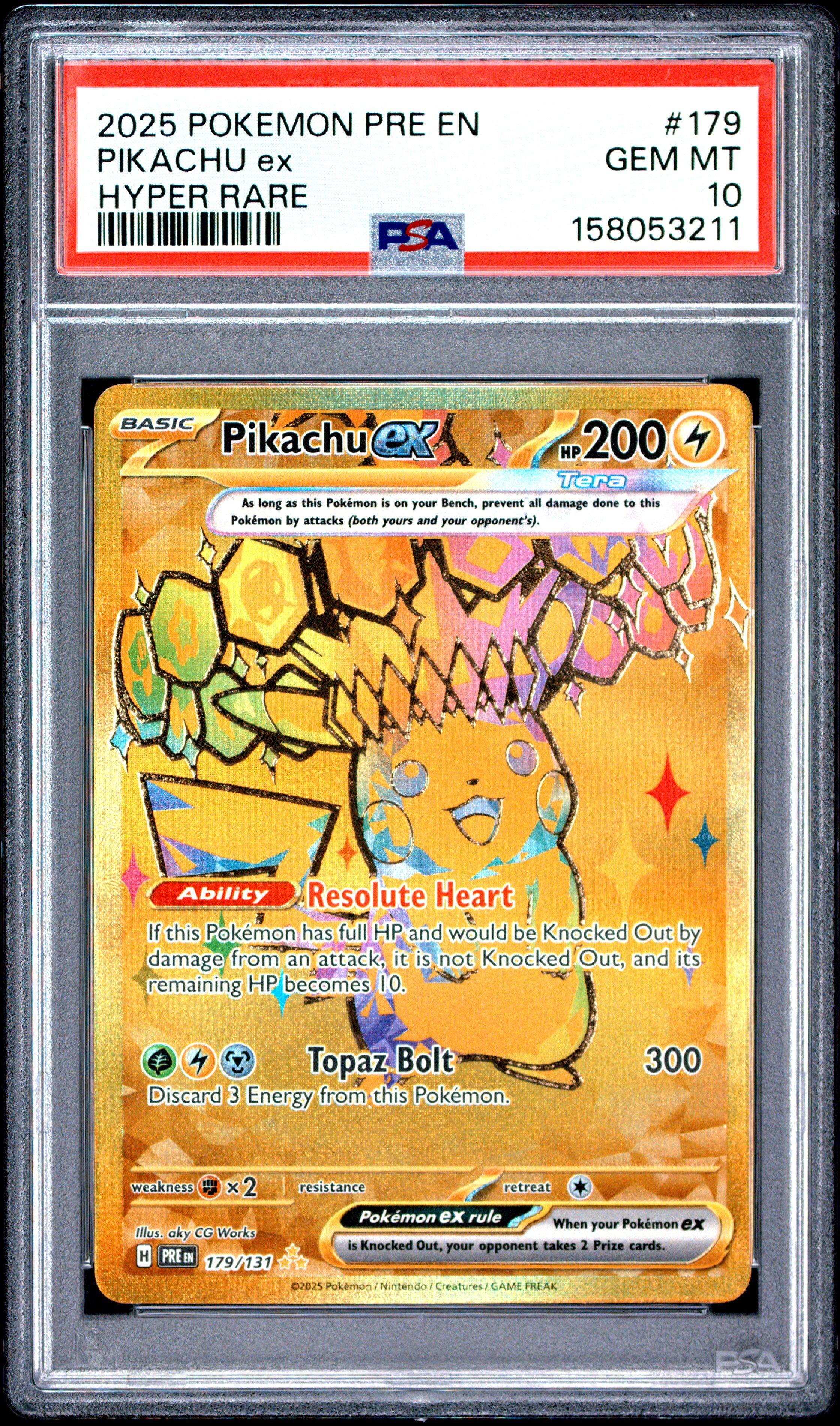 2025 Pokemon Pre En-prismatic Evolutions 179 Pikachu Ex Hyper Rare