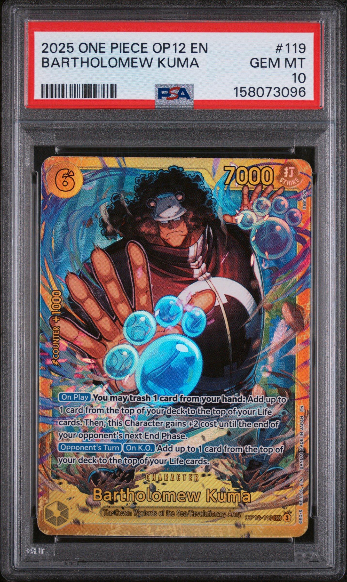 2025 One Piece Op12-legacy Of The Master 119 Bartholomew Kuma PSA