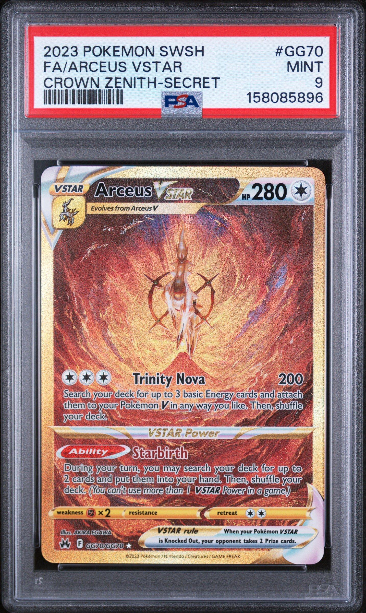 pokemon card arceus vstar gold GG70 Crown Zenith PSA 10 – Spin Collectables Ultra Rare Card Type Secret Gold Arceus Vstar Pokemon