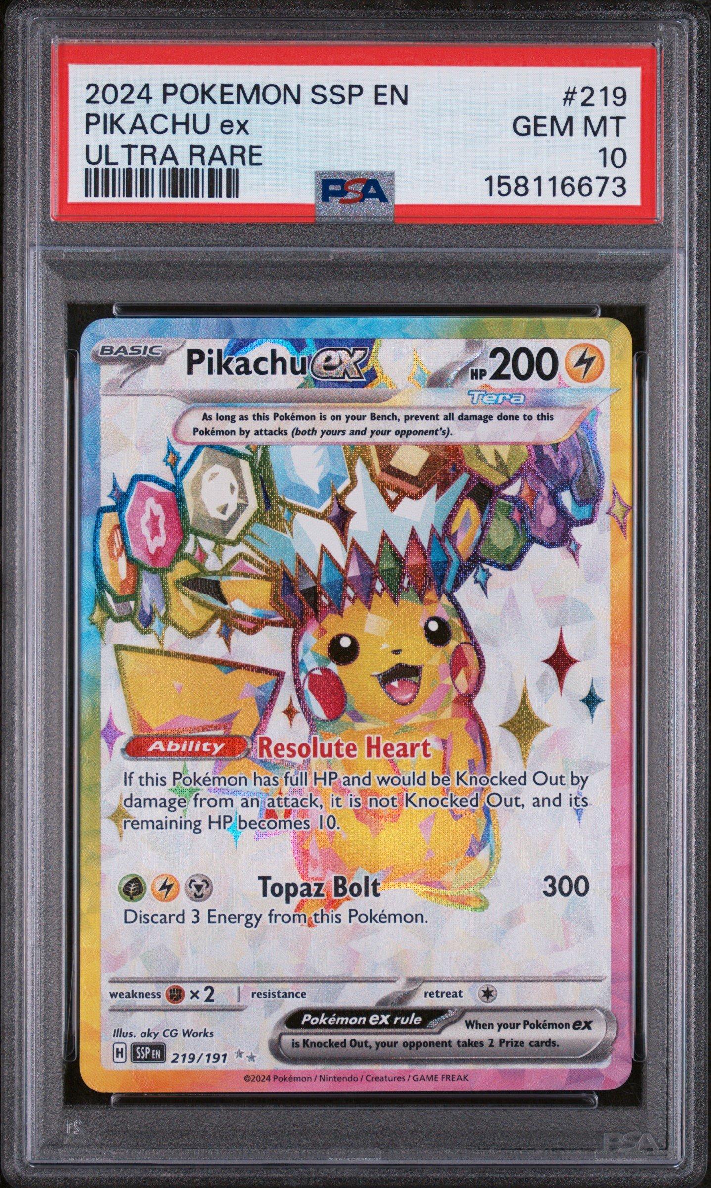 2024 ピカチュウ ex #033 GEM MT 2024 Pokemon Ssp En-surging Sparks 219 Pikachu Ex Ultra Rare PSA